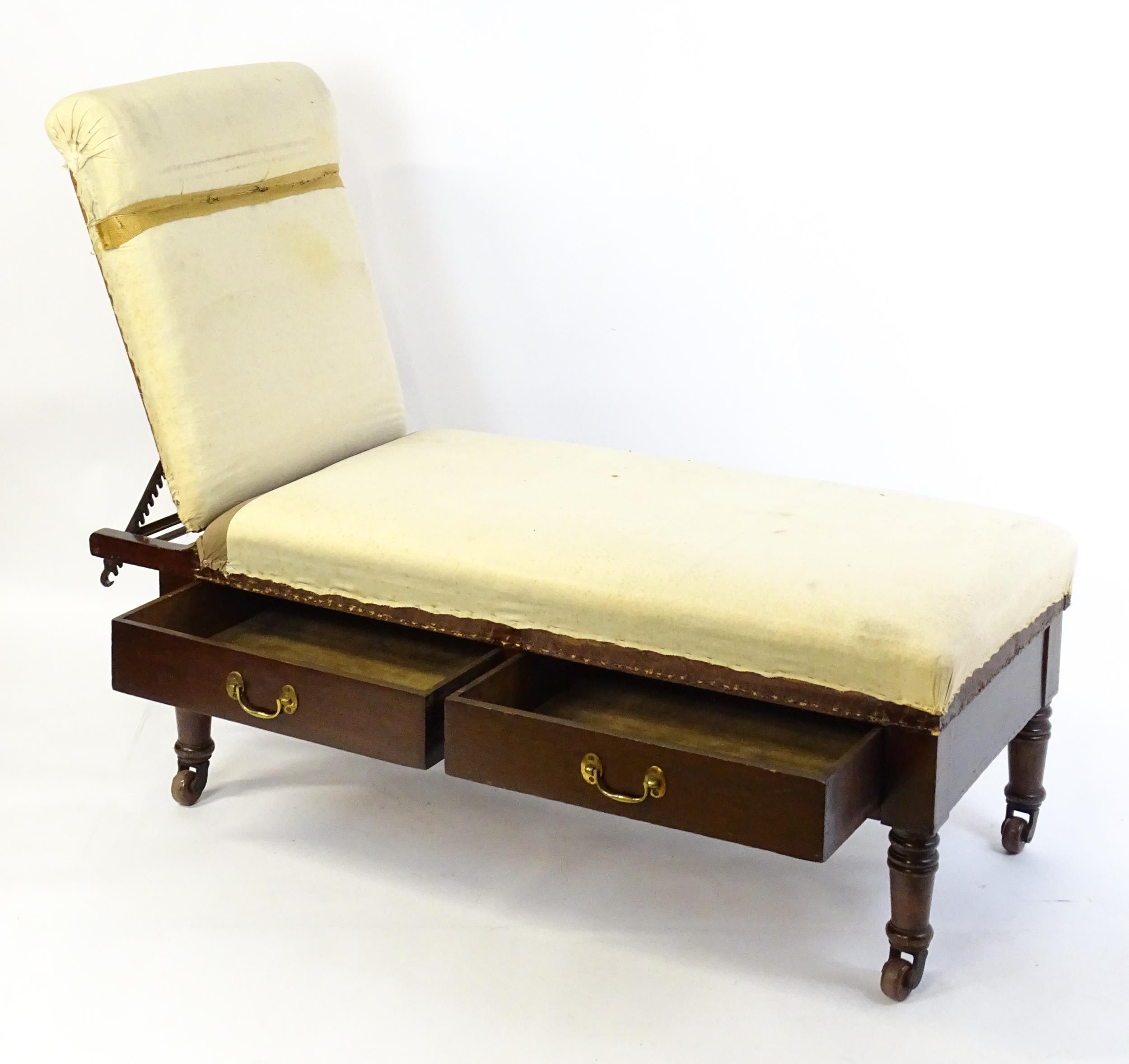 A Victorian 'Carters Literary Machine' day bed with an adjustable backrest above two short drawers - Image 5 of 10