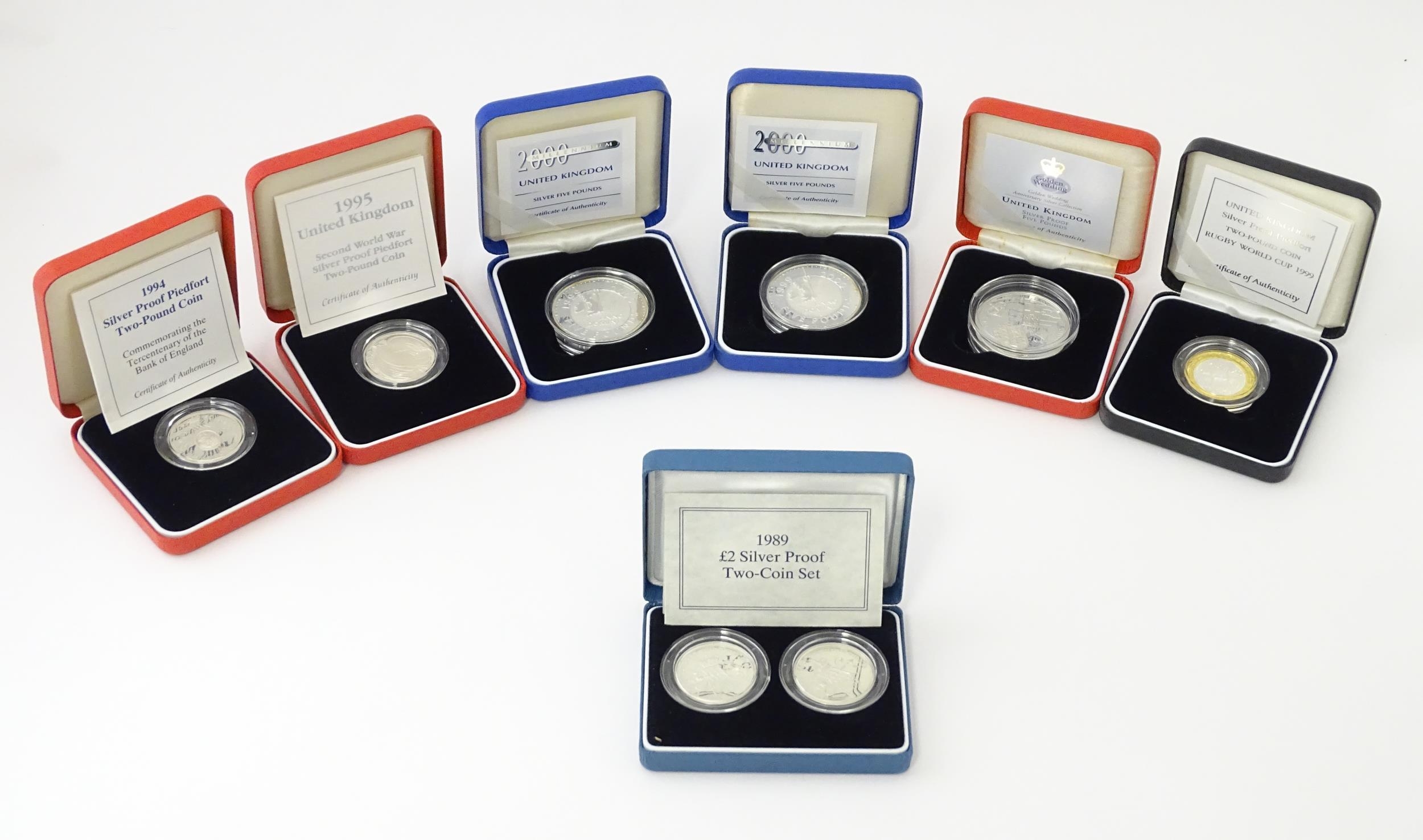 Collectors Coins: A quantity of silver collectors coins to include Silver Proof Piedfort Two Pound /