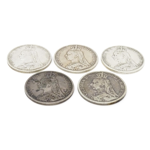 Coins: Five Victorian crowns dated 1889, 1890, 1891 and two 1892 (5) Please Note - we do not make - Image 3 of 6