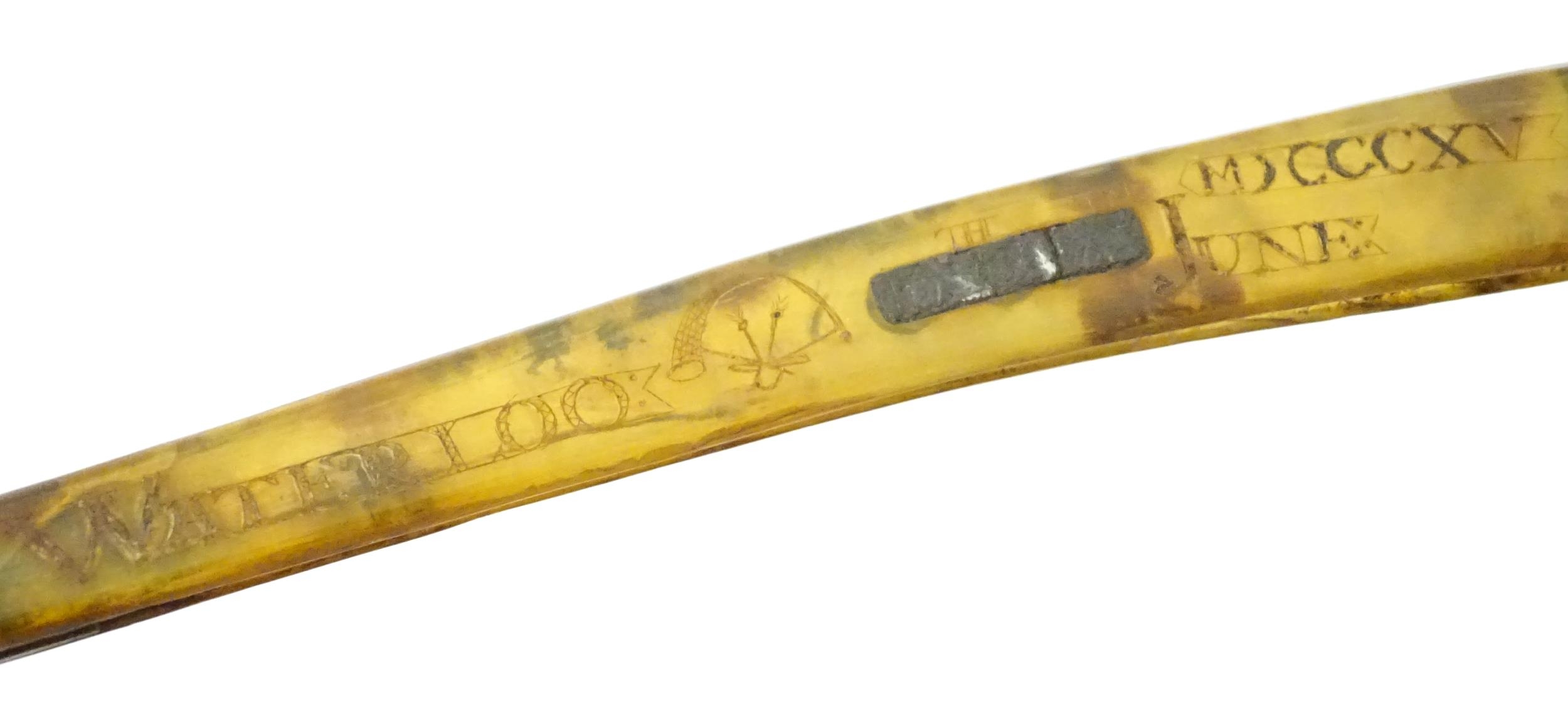 Militaria : a 19thC straight razor, the horn handle inscribed 'Adam Chalmers Lt Inft 79th' and ' - Image 12 of 15