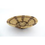 Ethnographic / Native / Tribal: A woven basket bowl with geometric banded detail, possibly Native