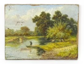 S. J. Clark, 19th century, Oil on canvas, A wooded river landscape with a figure in a punt. Signed