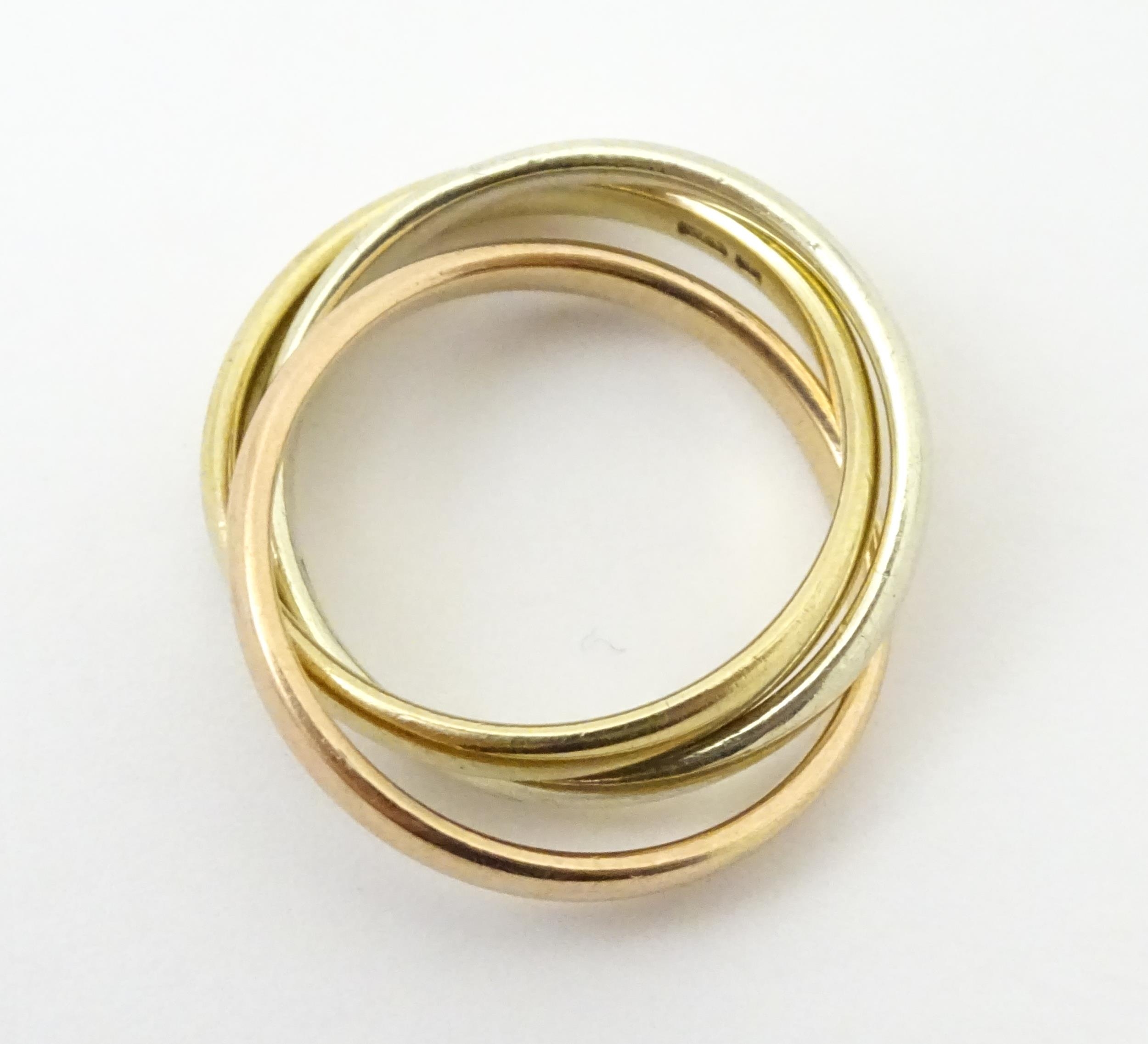 A 9ct tri-gold Russian wedding ring. Ring size approx. G 1/2 Please Note - we do not make - Image 8 of 8