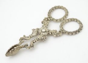 William IV silver sugar nips with foliate detail and laurel chaplet formed handles, hallmarked