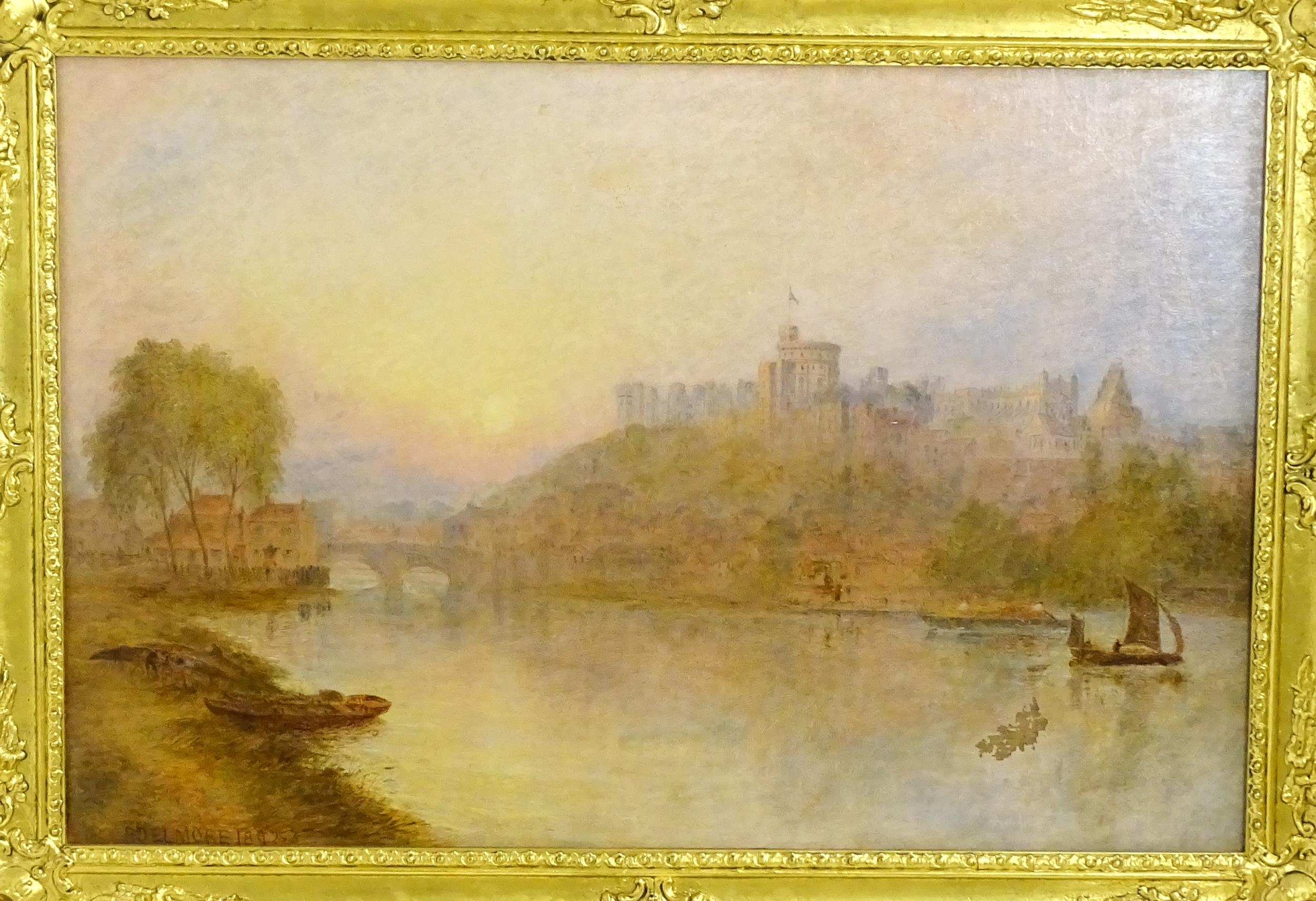 Richard Elmore (1818-1898), English School, Oil on canvas, Windsor Castle from the River Thames at - Image 3 of 4