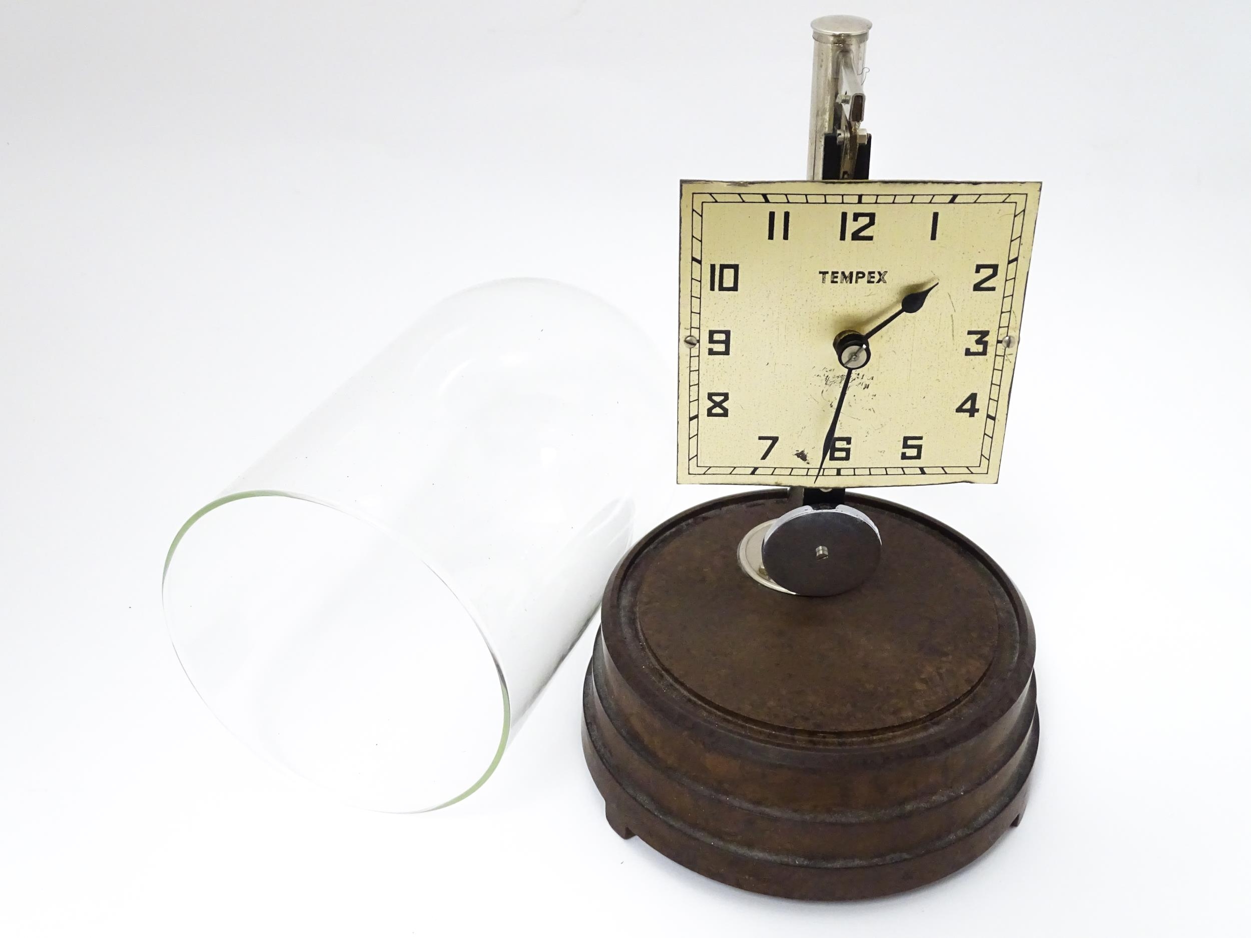 A Tempex electric clock mounted on a Bakelite base with chrome fitting. The squared dial with Arabic - Image 5 of 13