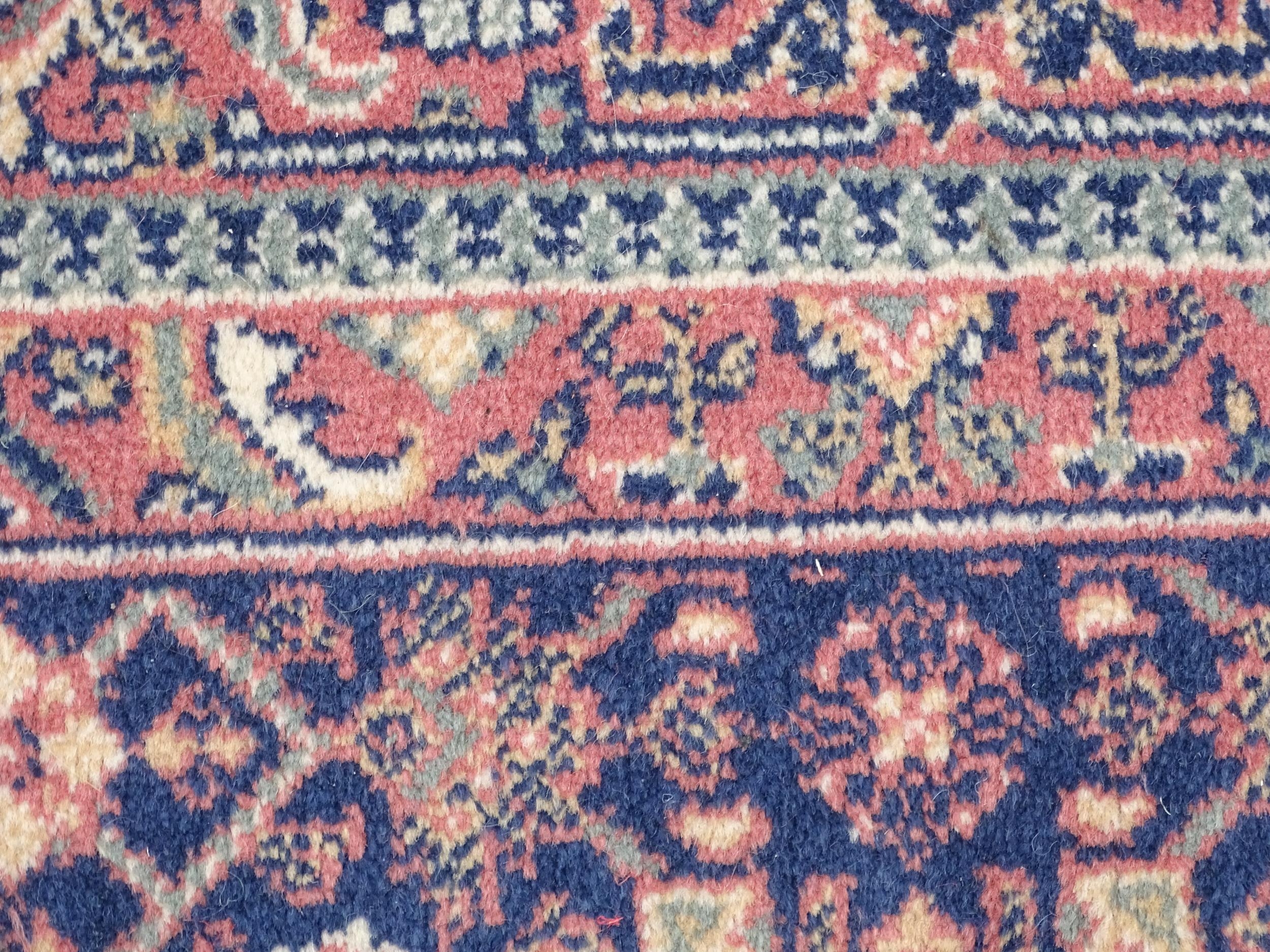 Carpet / Rug : A blue ground runner decorated with three central medallions with floral and scroll - Image 8 of 8