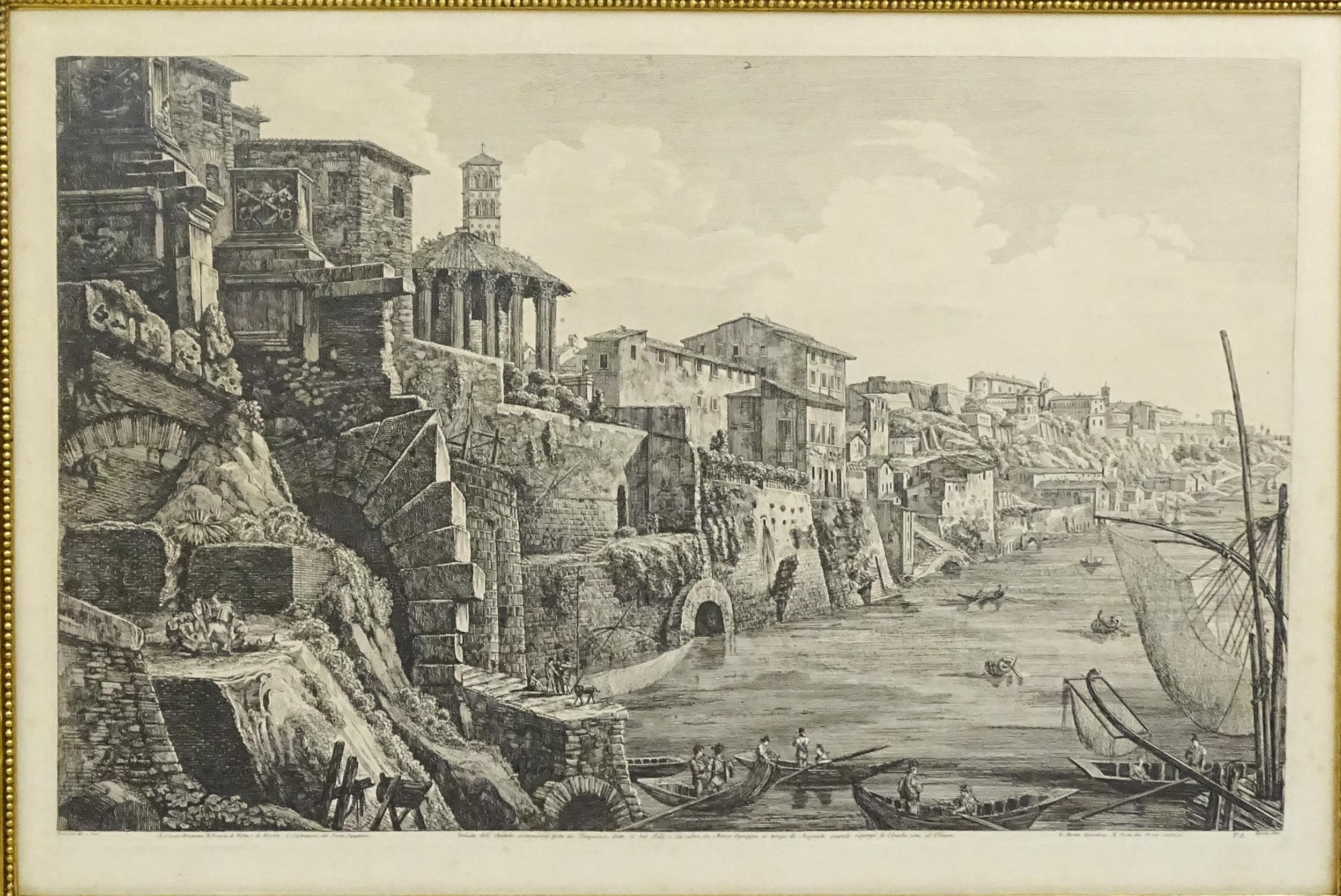 After Luigi Rossini (1790-1857), Etching, Veduta dell'Antiche sostruzioni fatte da Tarquinio, - Image 3 of 8