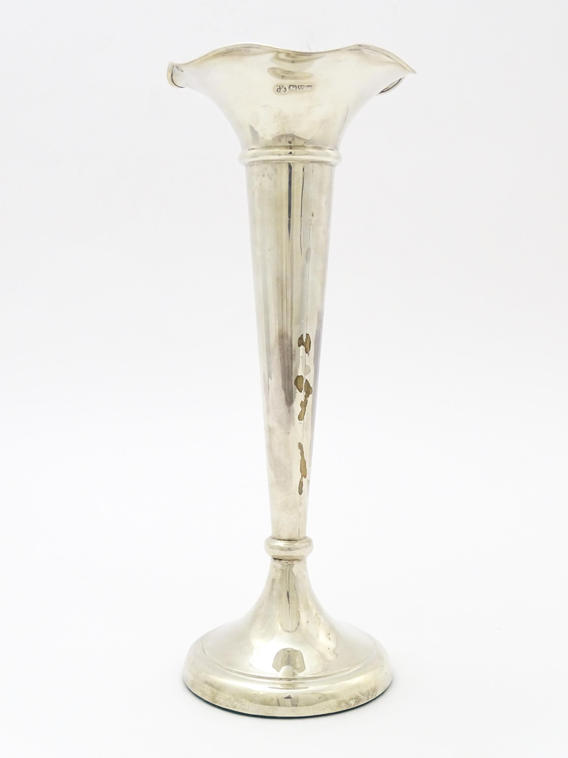 A silver vase hallmarked Chester 1912, maker Barker Brothers. Approx. 10" high Please Note - we do - Image 3 of 6