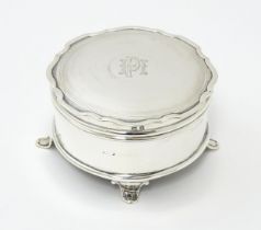 A silver ring box hallmarked Birmingham 1922 maker Joseph Gloster Ltd. Approx 2" high Please