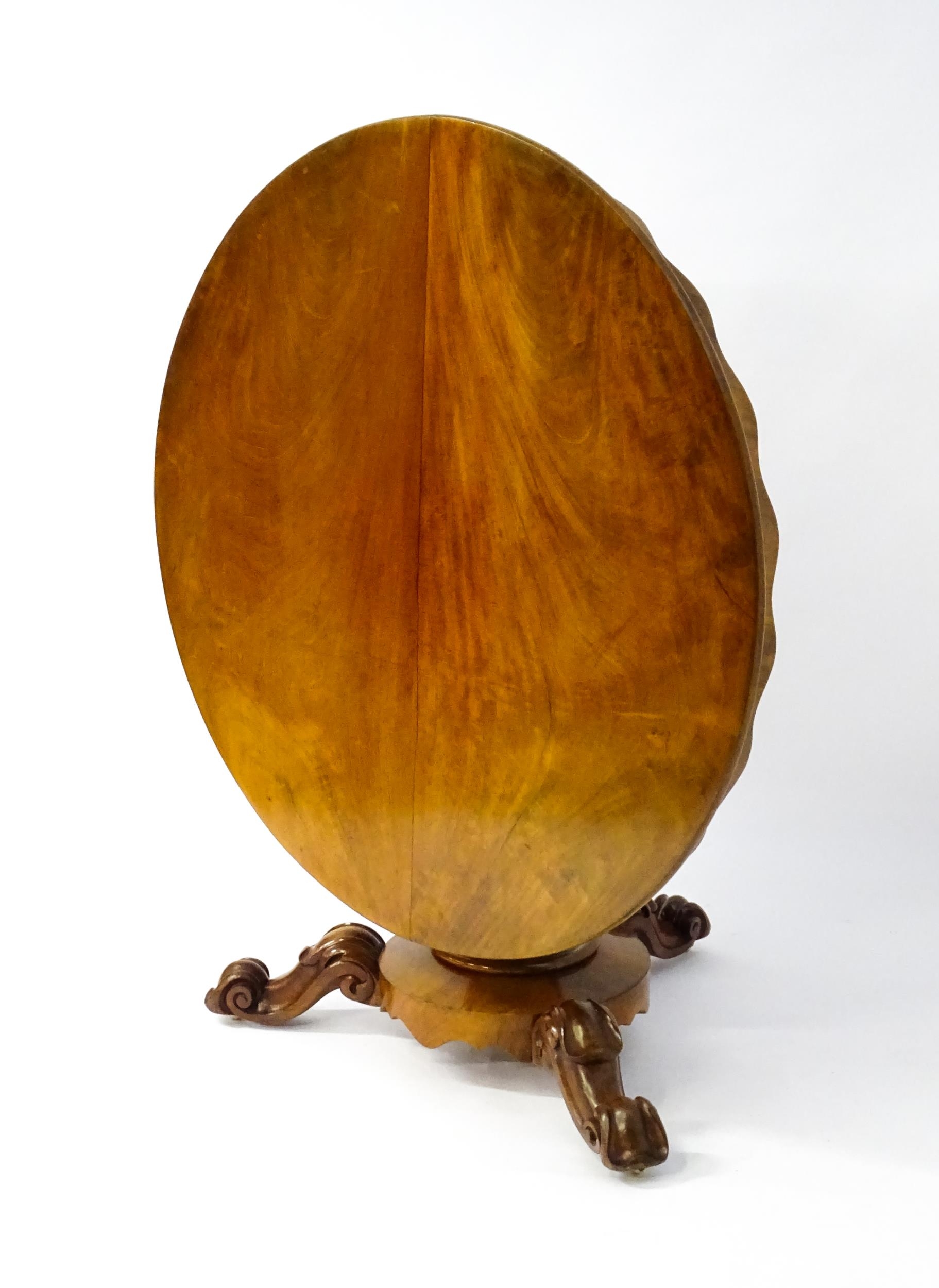 A 19thC mahogany tilt top breakfast table with a carved frieze above a turned and carved pedestal - Image 9 of 11