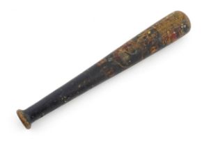 A Victorian turned wooden Buckinghamshire truncheon / tipstaff with polychrome decoration