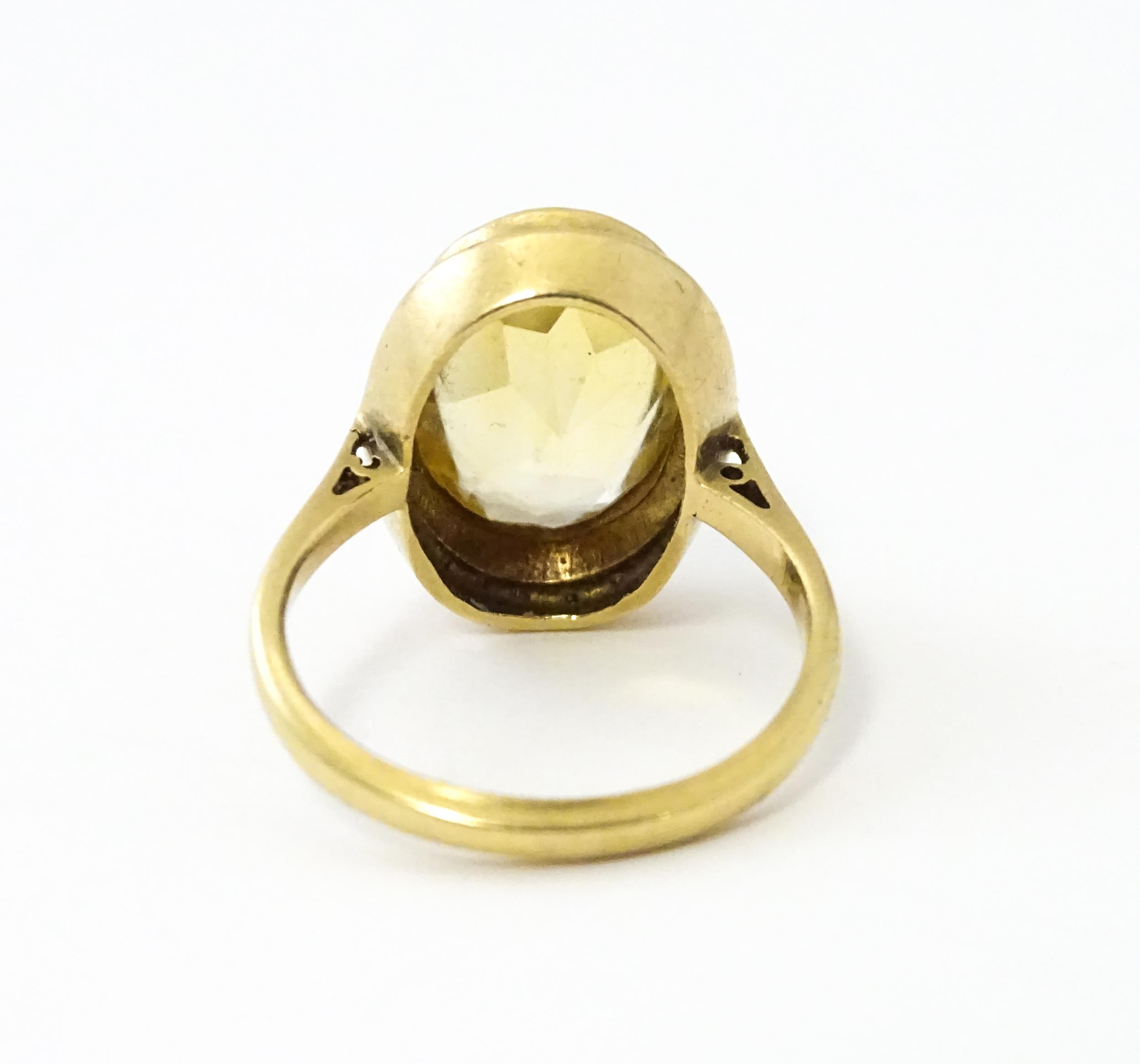 A 9ct gold ring set with central citrine. Ring size approx. O Please Note - we do not make reference - Image 4 of 6
