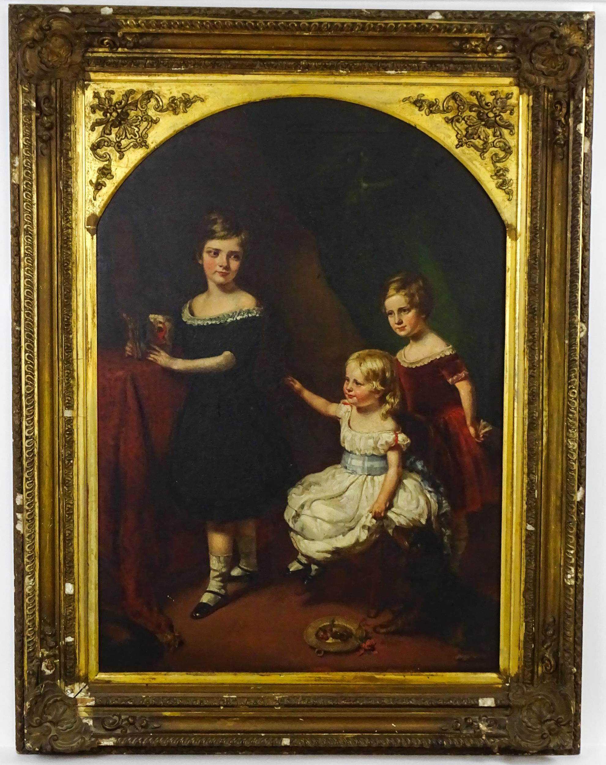 19th century, English School, Oil on canvas, A portrait of three children and a dog. Approx. 31" x - Image 3 of 4