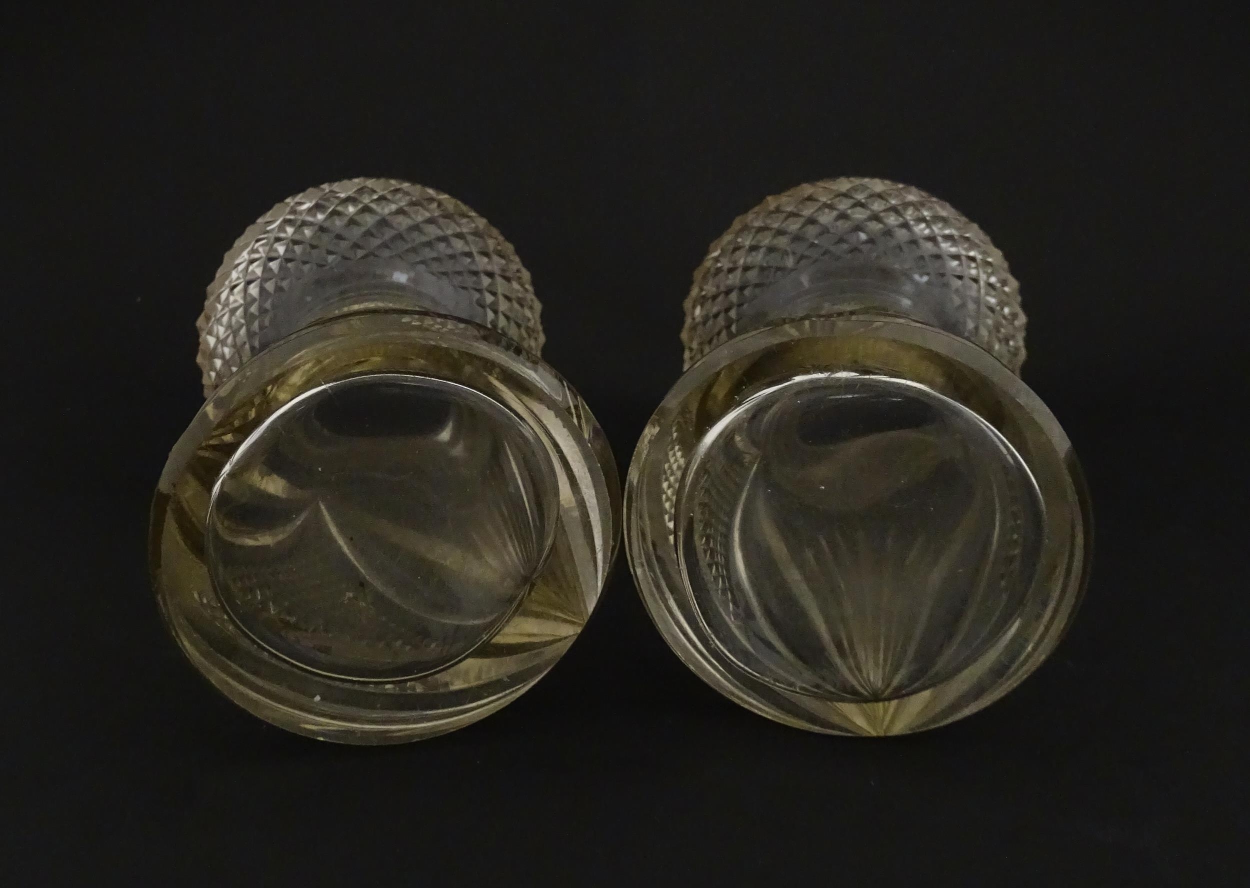 A pair of cut glass vases with silver rims in the style of hyacinth vases, hallmarked Birmingham - Image 9 of 10