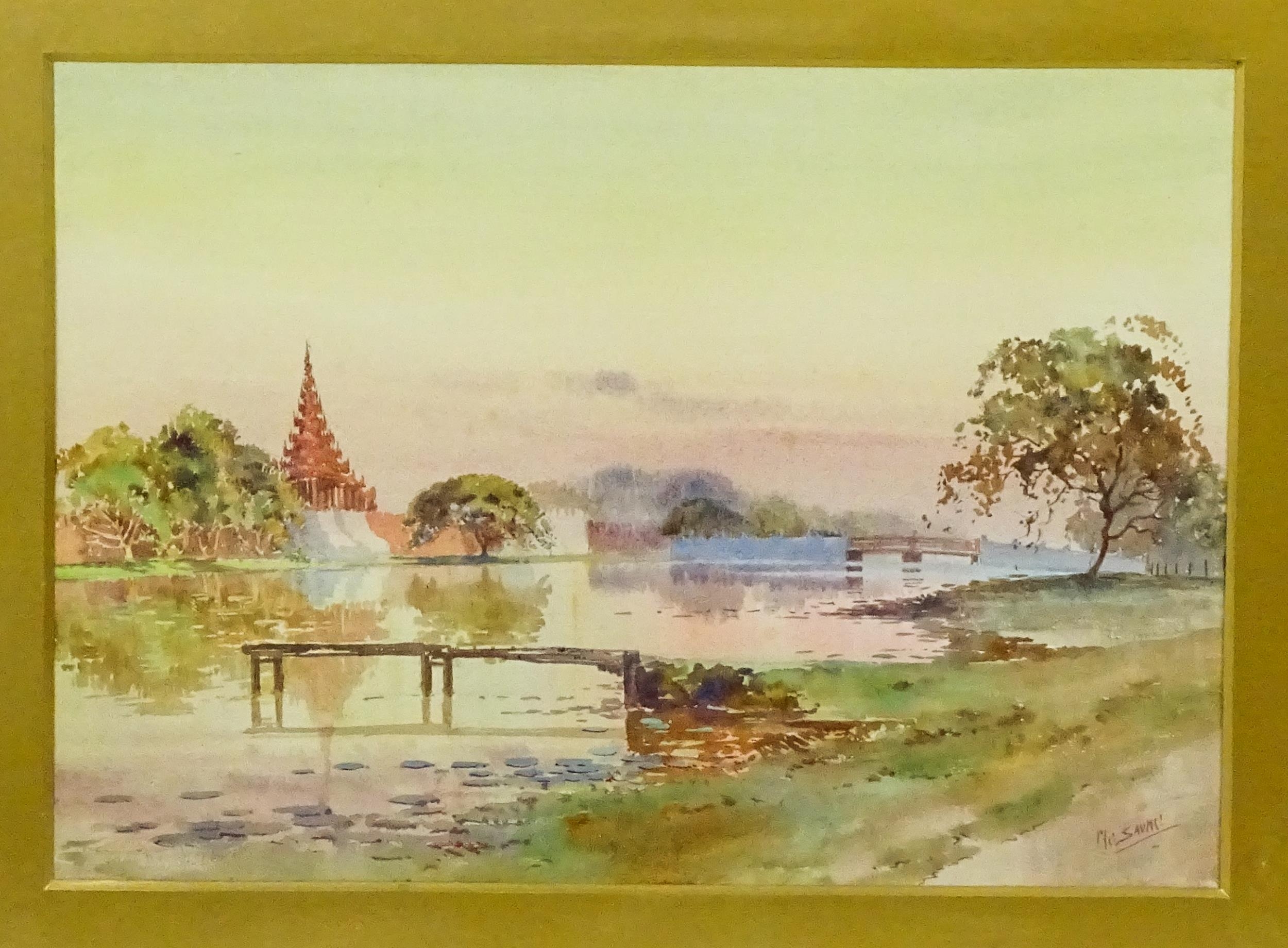 Maung Saya Saung (1898-1952), Burmese / Myanmar School, Watercolour, A Burmese pagoda temple from - Image 3 of 4