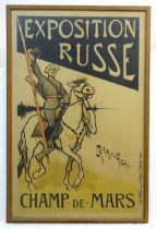 An advertising poster for Exposition Russe at Champ de Mars, Paris, featuring by Caran d'Ache