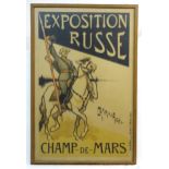 An advertising poster for Exposition Russe at Champ de Mars, Paris, featuring by Caran d'Ache