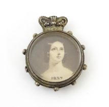 A silver fob section set with images of queen Victoria to centre commemorating Queen Victoria's