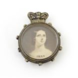 A silver fob section set with images of queen Victoria to centre commemorating Queen Victoria's