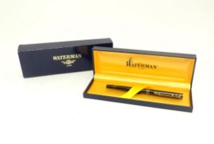 A De Beers cased Waterman Paris 'Ideal' fountain pen, the barrel and cap with black and bronze