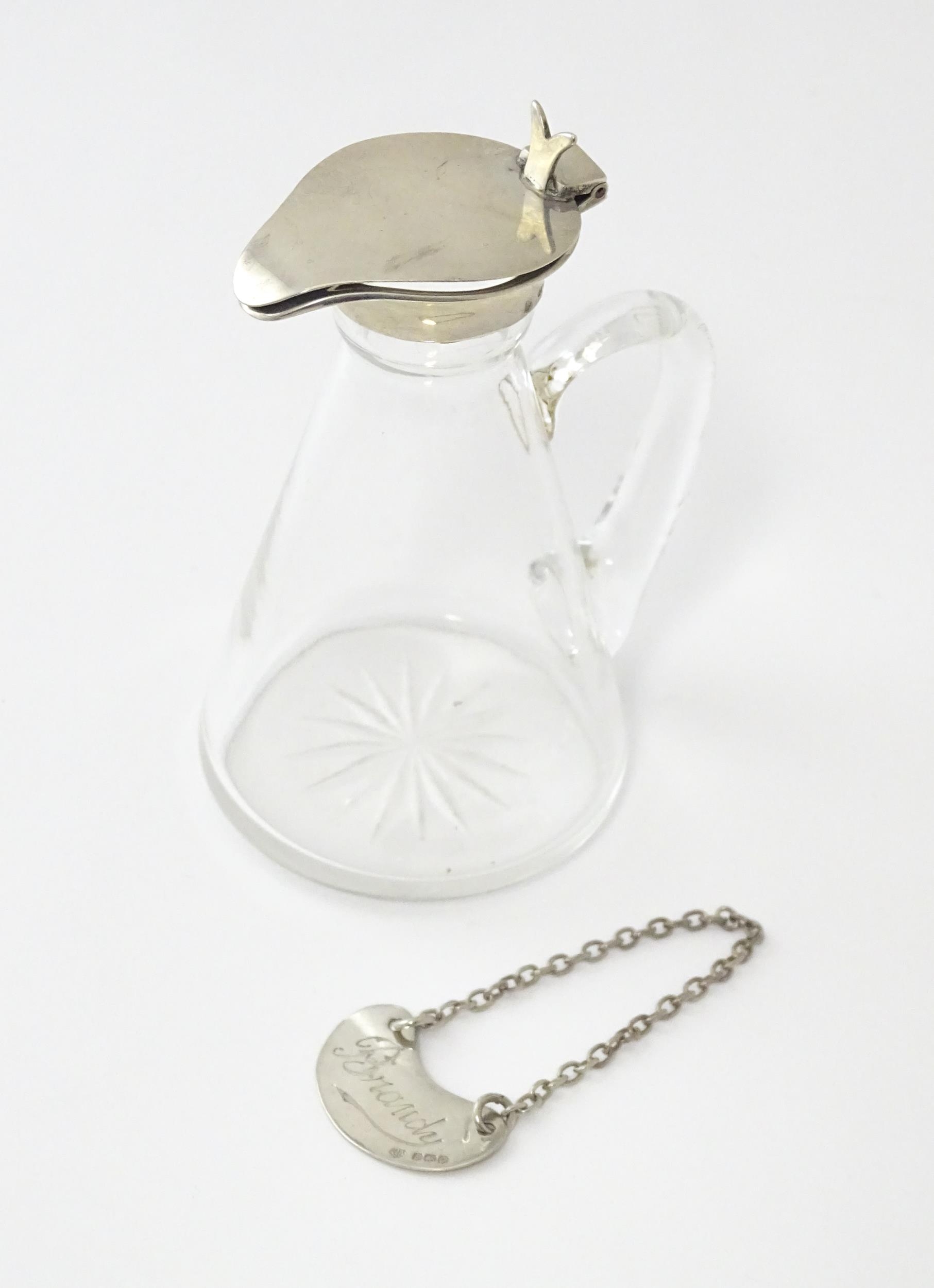 A glass whisky water noggin / jug with silver lid, hallmarked Birmingham 1931. Together with - Bild 4 aus 13