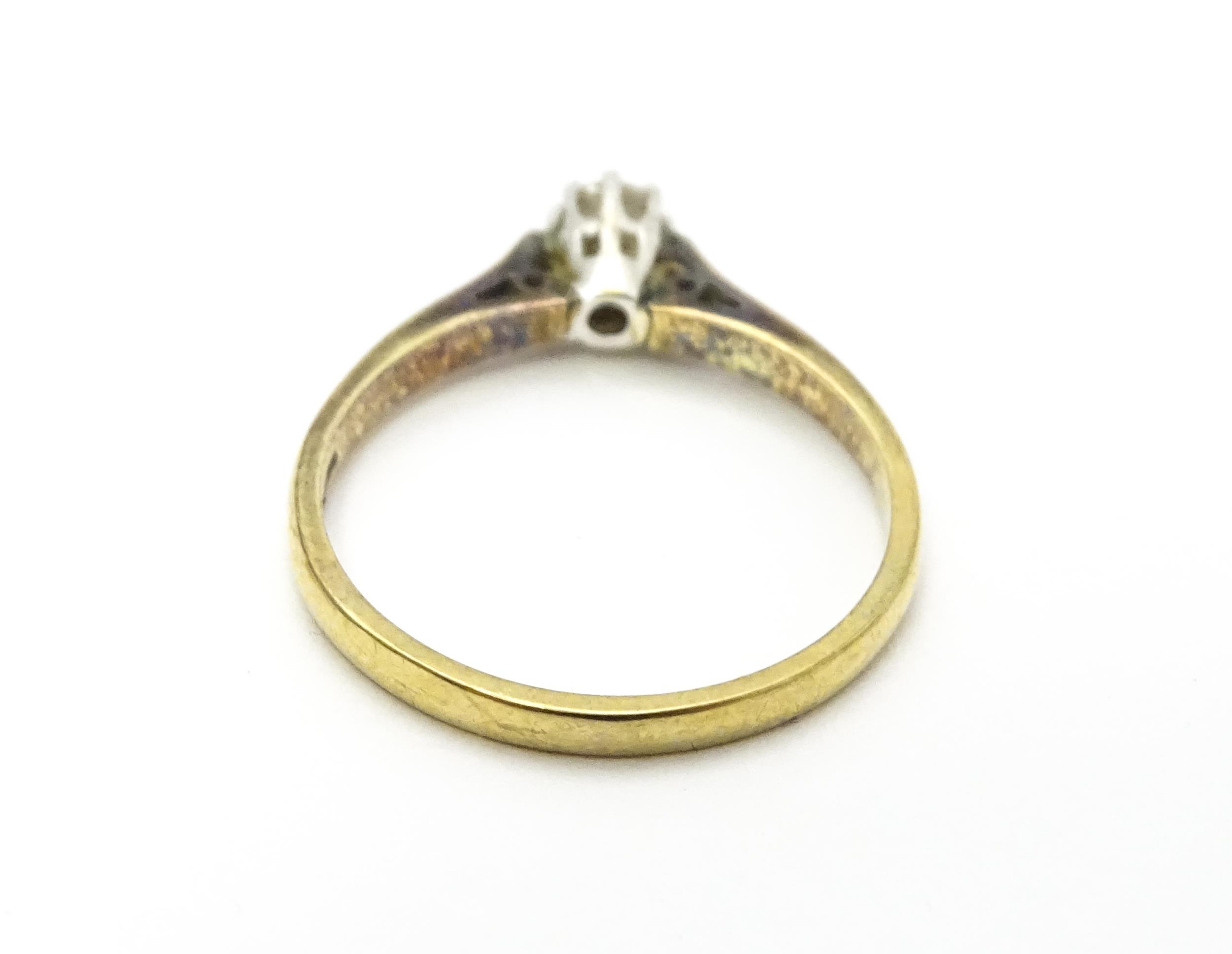 A 9ct gold ring set with diamond solitaire. Ring size approx. L 1/2 Please Note - we do not make - Image 6 of 7