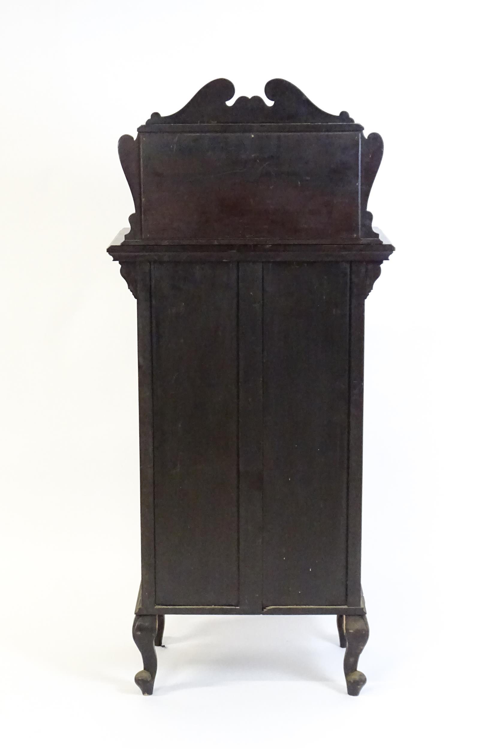 A late Victorian ebonised side cabinet with a mirrored upstand, a moulded top and a single frieze - Image 2 of 6