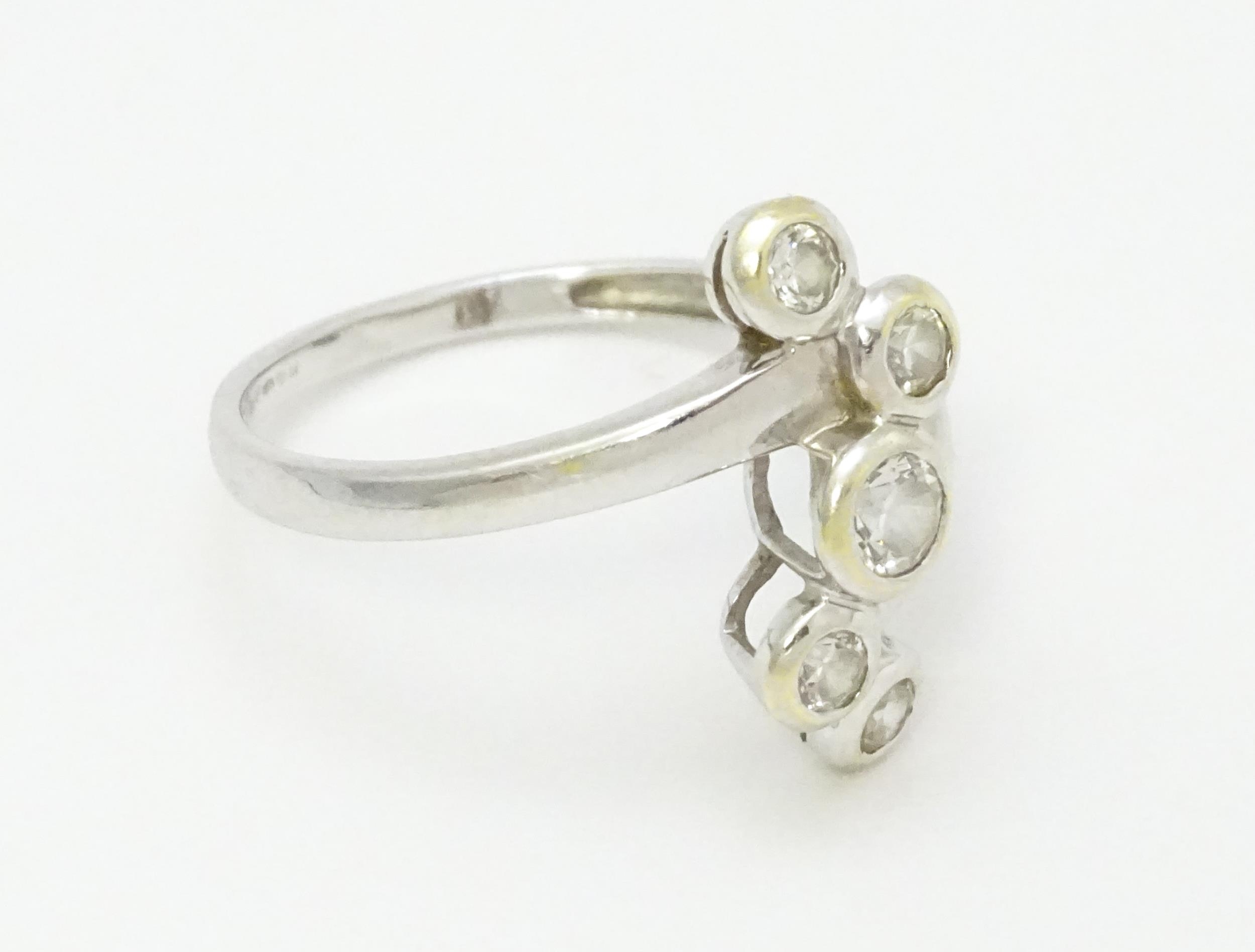 A 14ct white gold ring set with five white stones. Ring size approx. U Please Note - we do not - Image 5 of 8