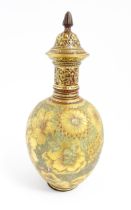 A Victorian Royal Crown Derby bottle vase and cover with gilt floral decoration. Marked under with