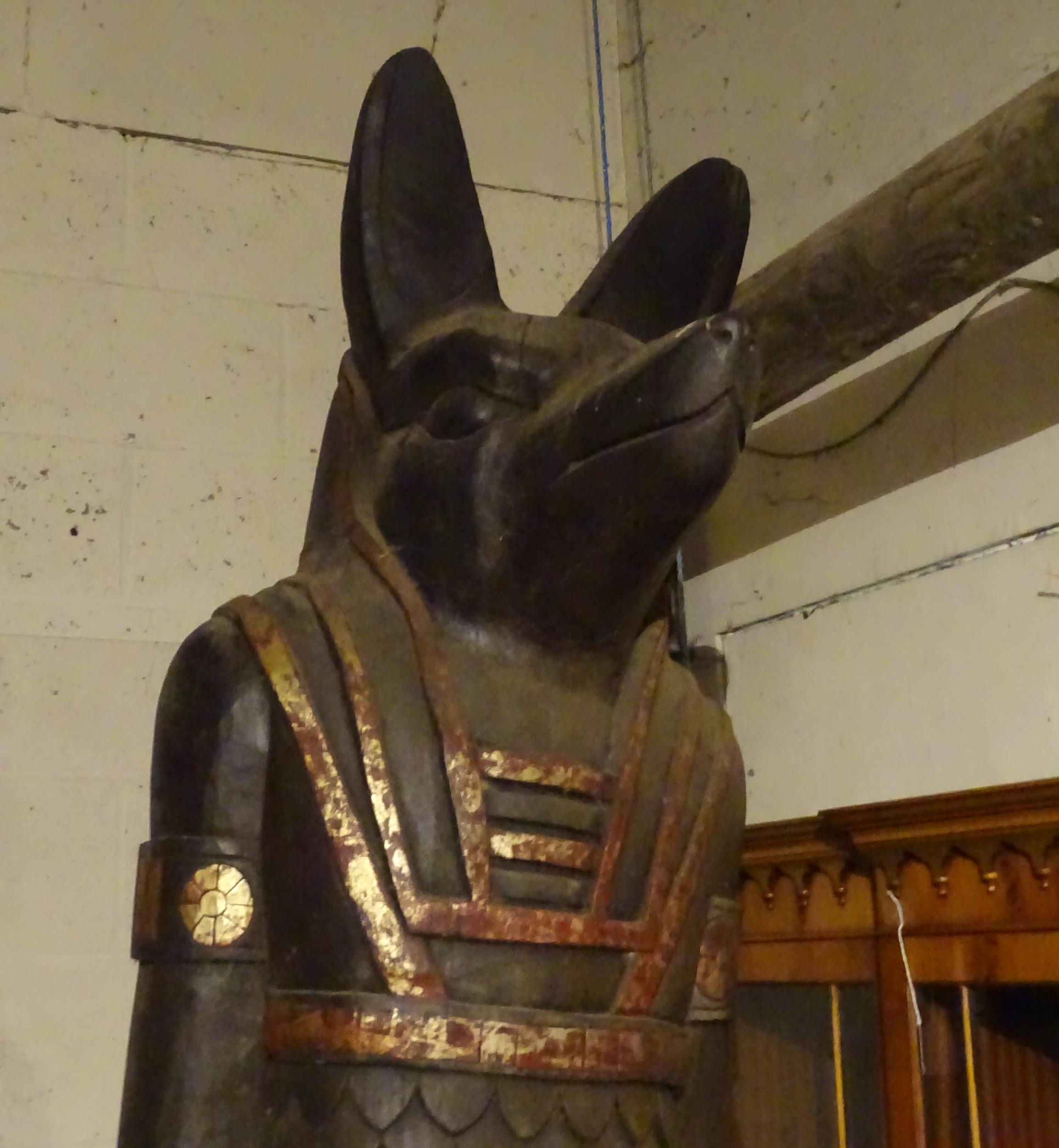 A pair of very large 20thC carved wooden standing Anubis / Ancient Egyptian dog god statues with - Image 23 of 52