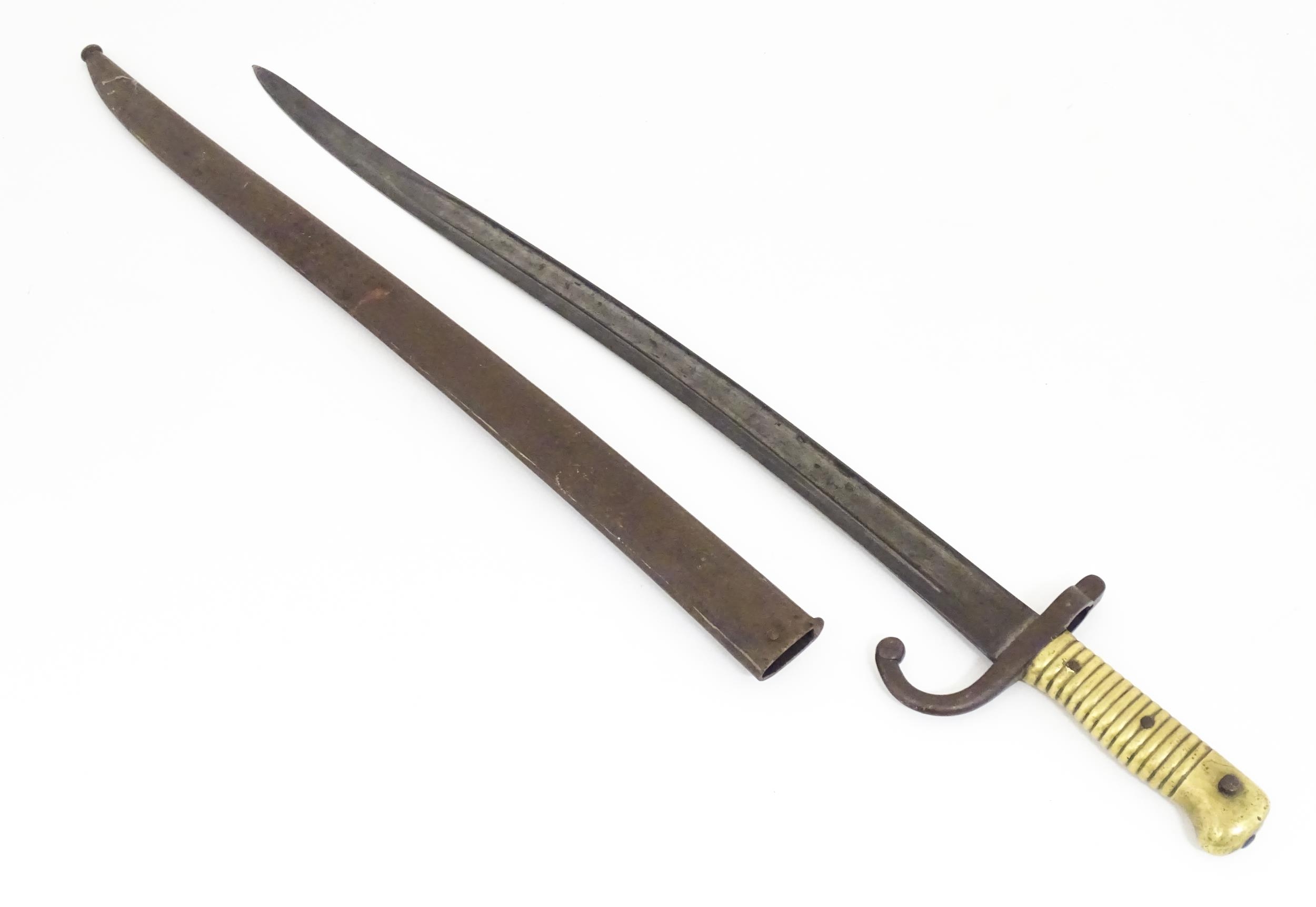 Militaria : a 19thC French M1866 Chassepot Yataghan sword bayonet , bearing Alex Coppel Solingen - Image 4 of 13