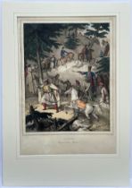 Louis Dupre (1789-1837), Original lithograph hand coloured with watercolour, Titled Le Pinide,