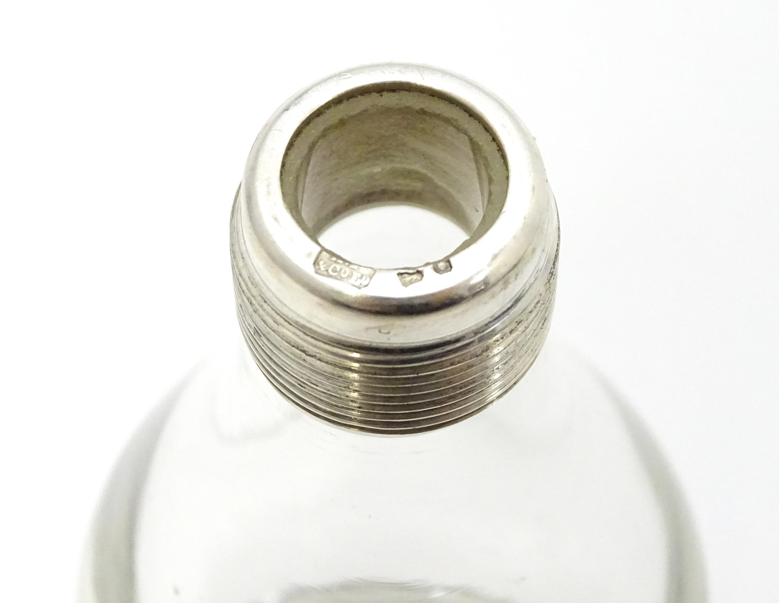 A glass private / travelling communion bottle / flask with silver screw lid, hallmarked London 1943, - Image 2 of 7