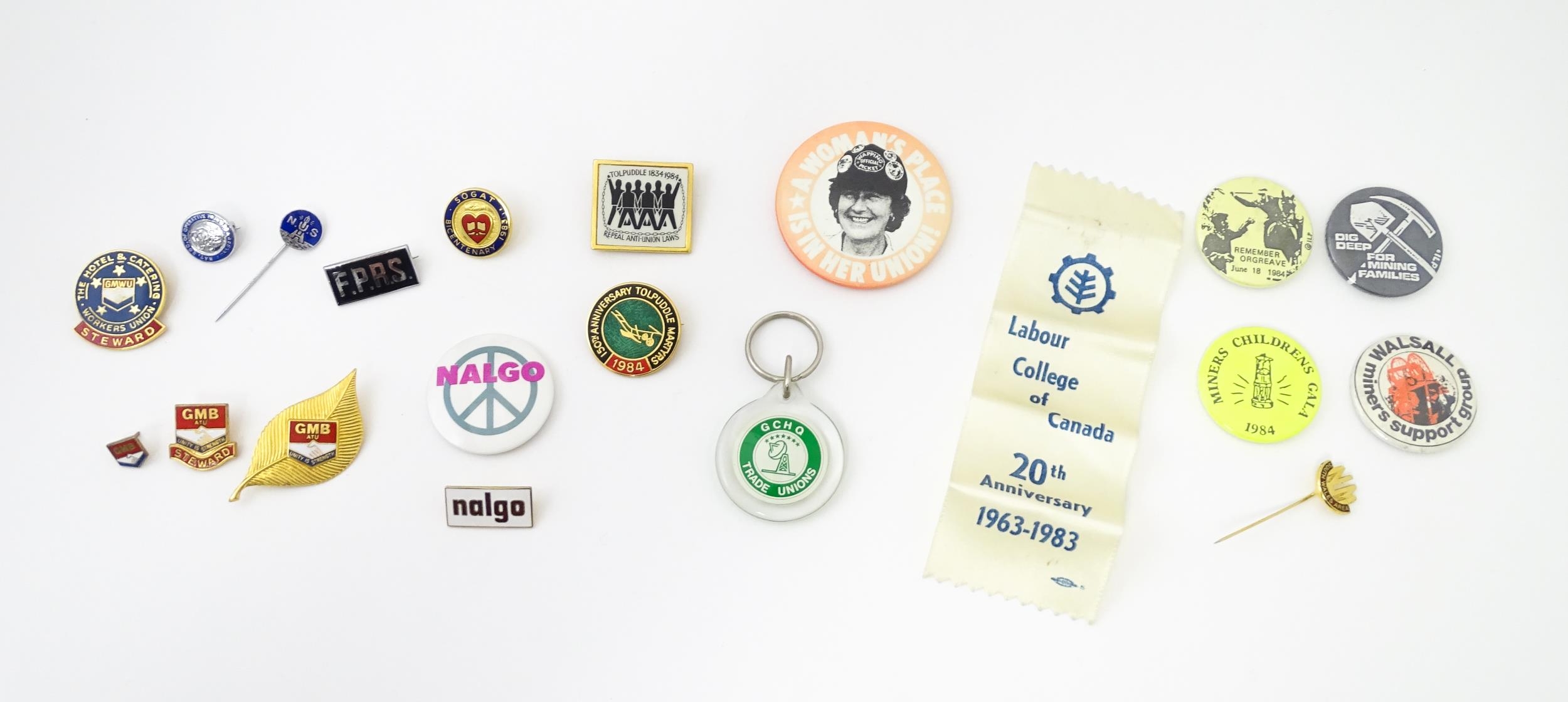 Trade Union Interest: a quantity of assorted badges, pins, etc. to include GCHQ Trade Unions,