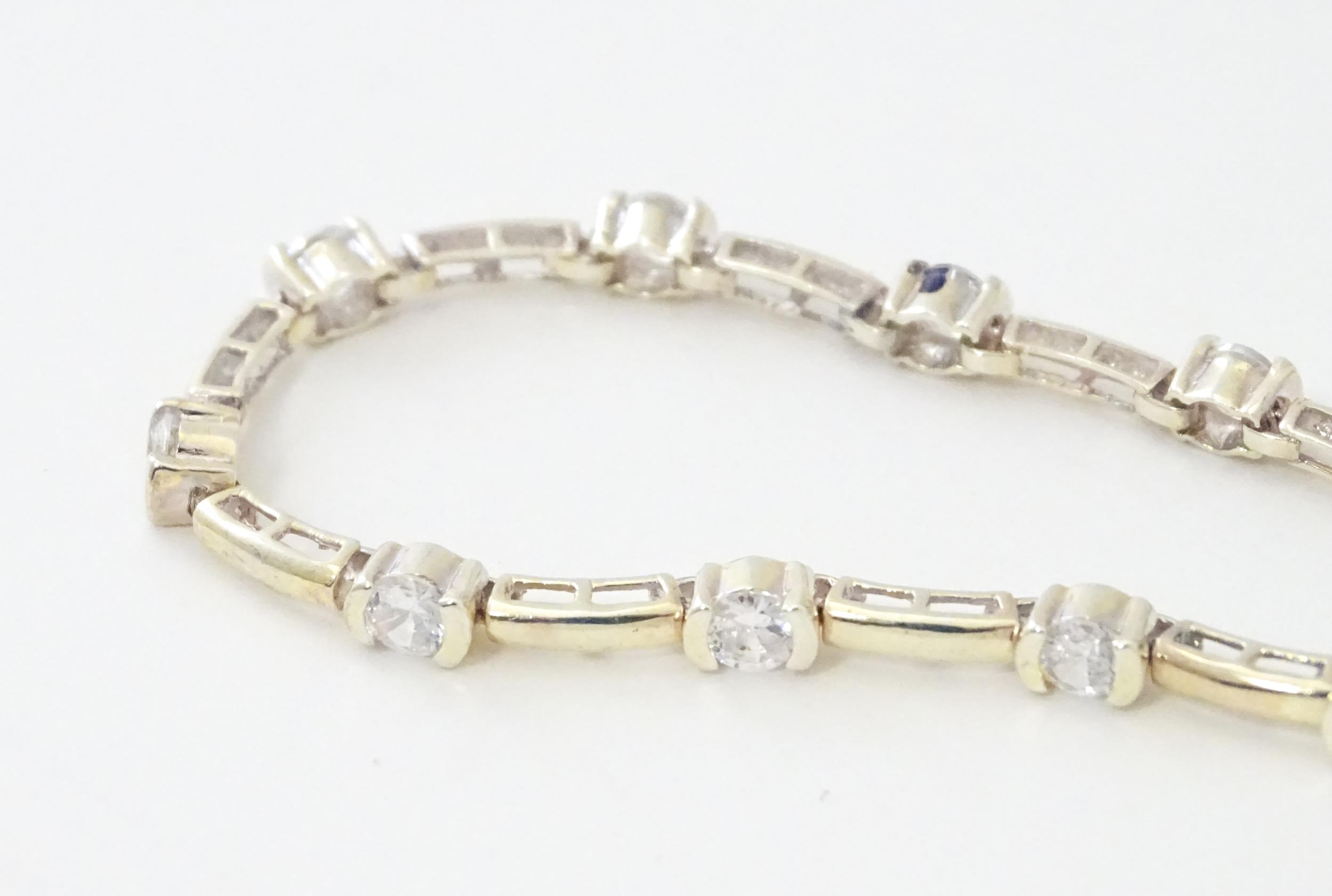 A .925 Silver bracelet set with cubic zirconia. Approx 7 1/2" long Please Note - we do not make - Image 2 of 9