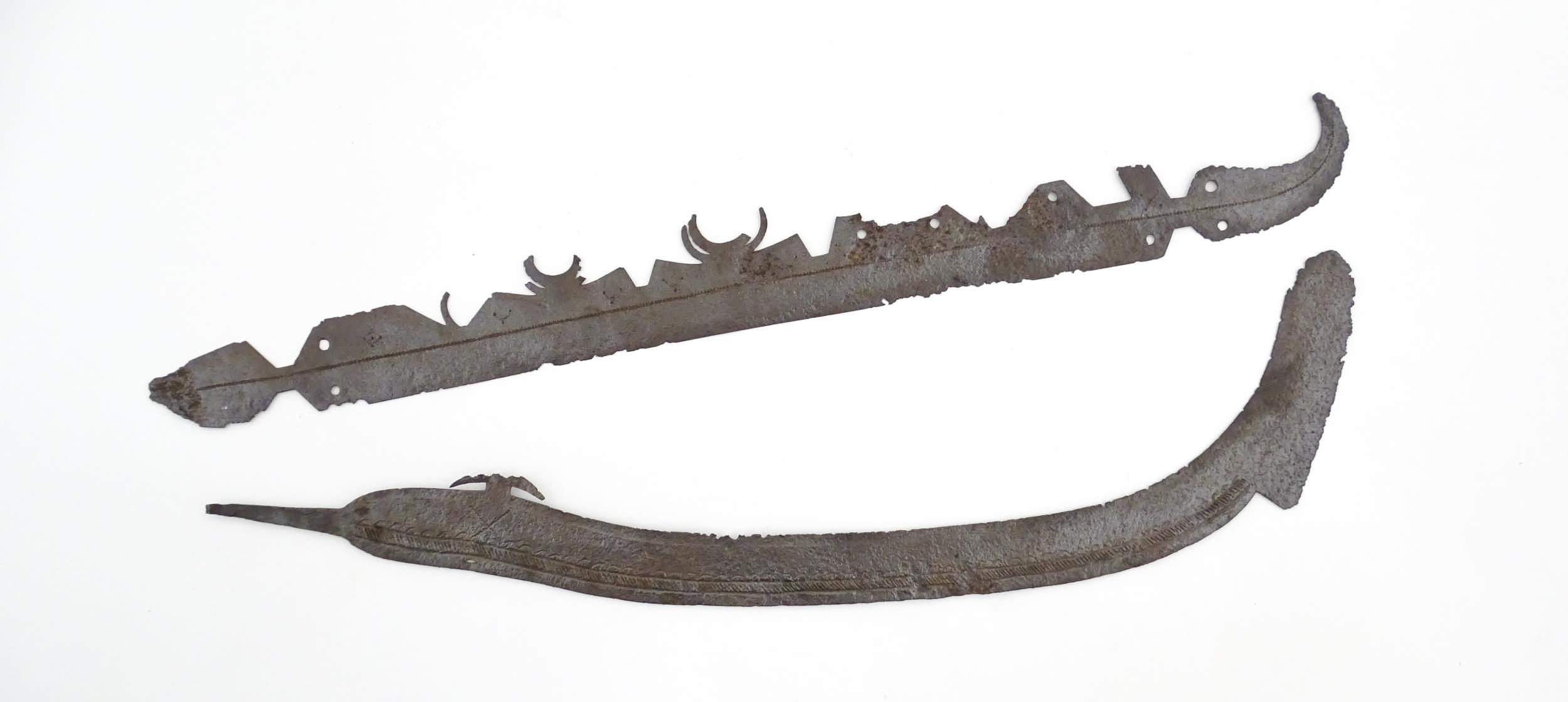 Two old blades, one of curved form, possibly Oriental in origin. Largest approx. 23 1/2" long (2) - Image 9 of 9