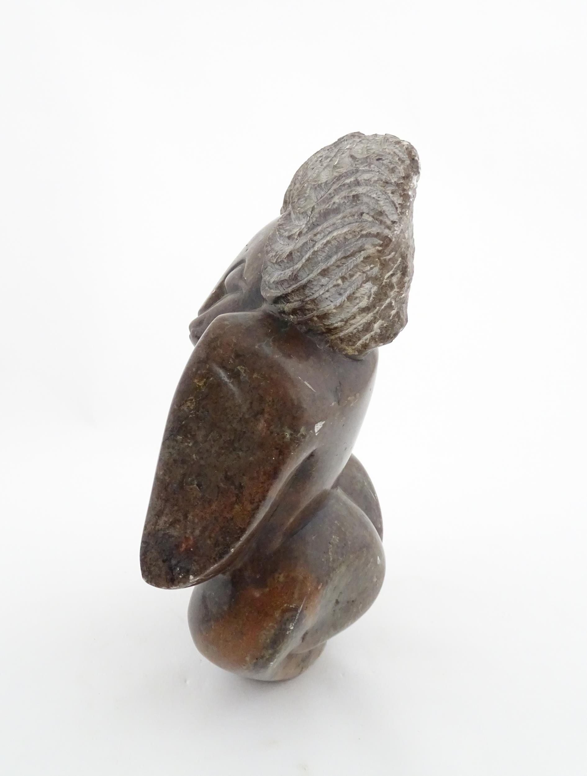 Ethnographic / Native / Tribal : An African carved soapstone sculpture depicting a stylised female - Image 7 of 9