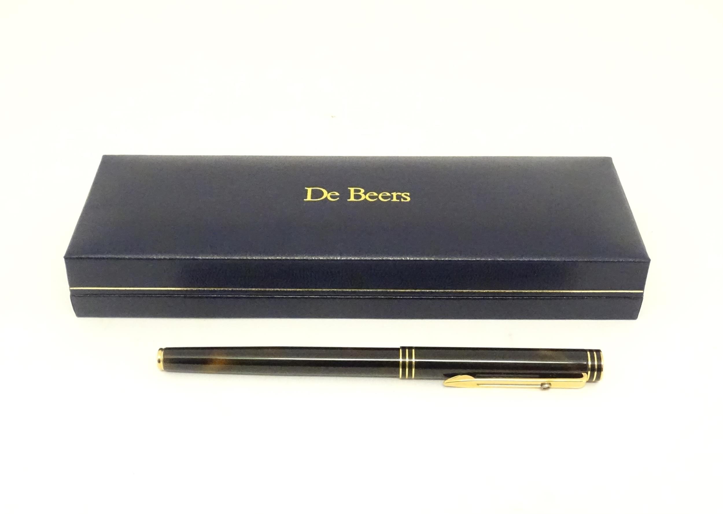 A De Beers cased Waterman Paris 'Ideal' fountain pen, the barrel and cap with black and bronze - Image 7 of 25