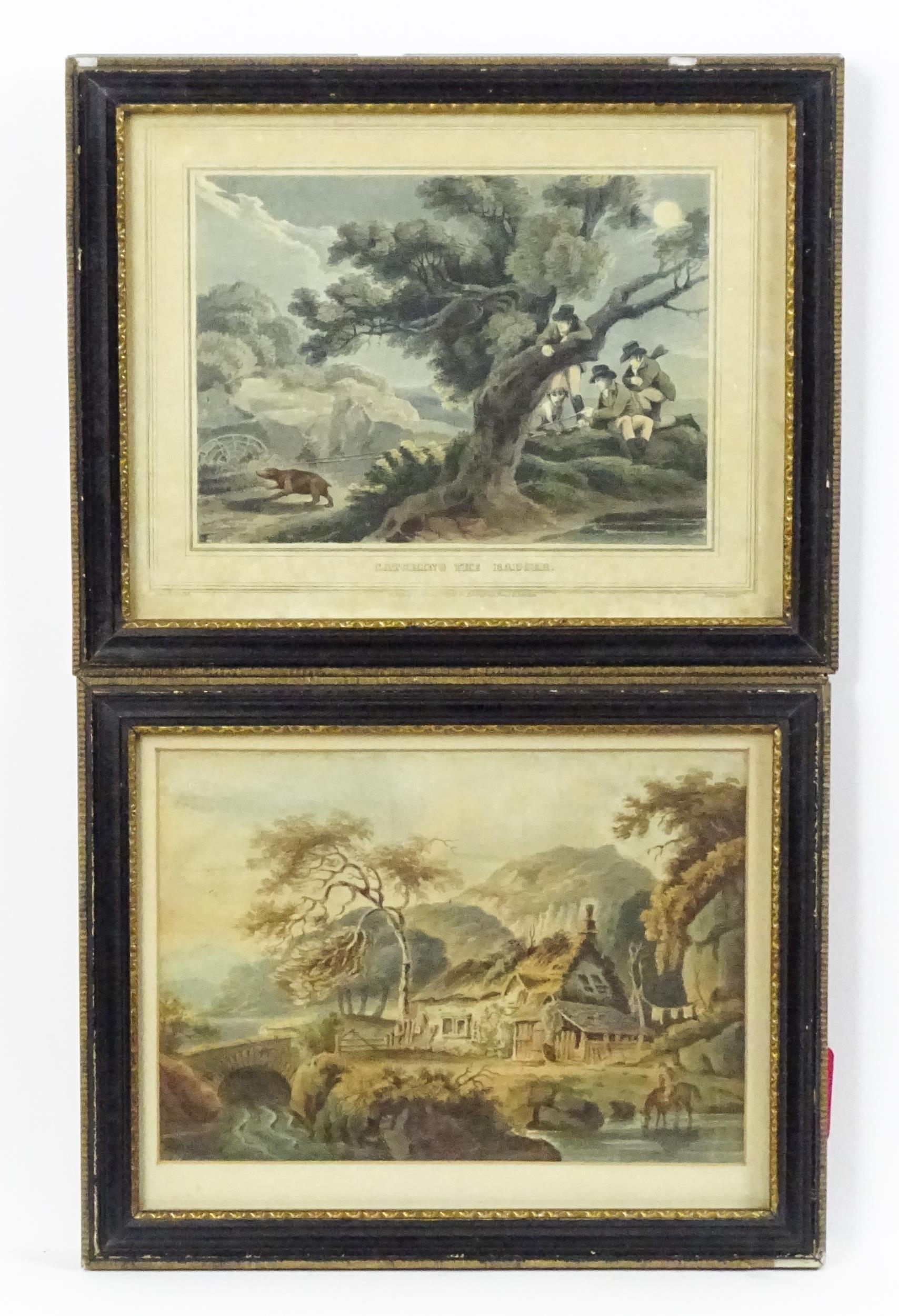 Mathew Dubourg, Ater Franz Joseph Manskirch (1768-1830), Colour aquatint, Catching the Badger,