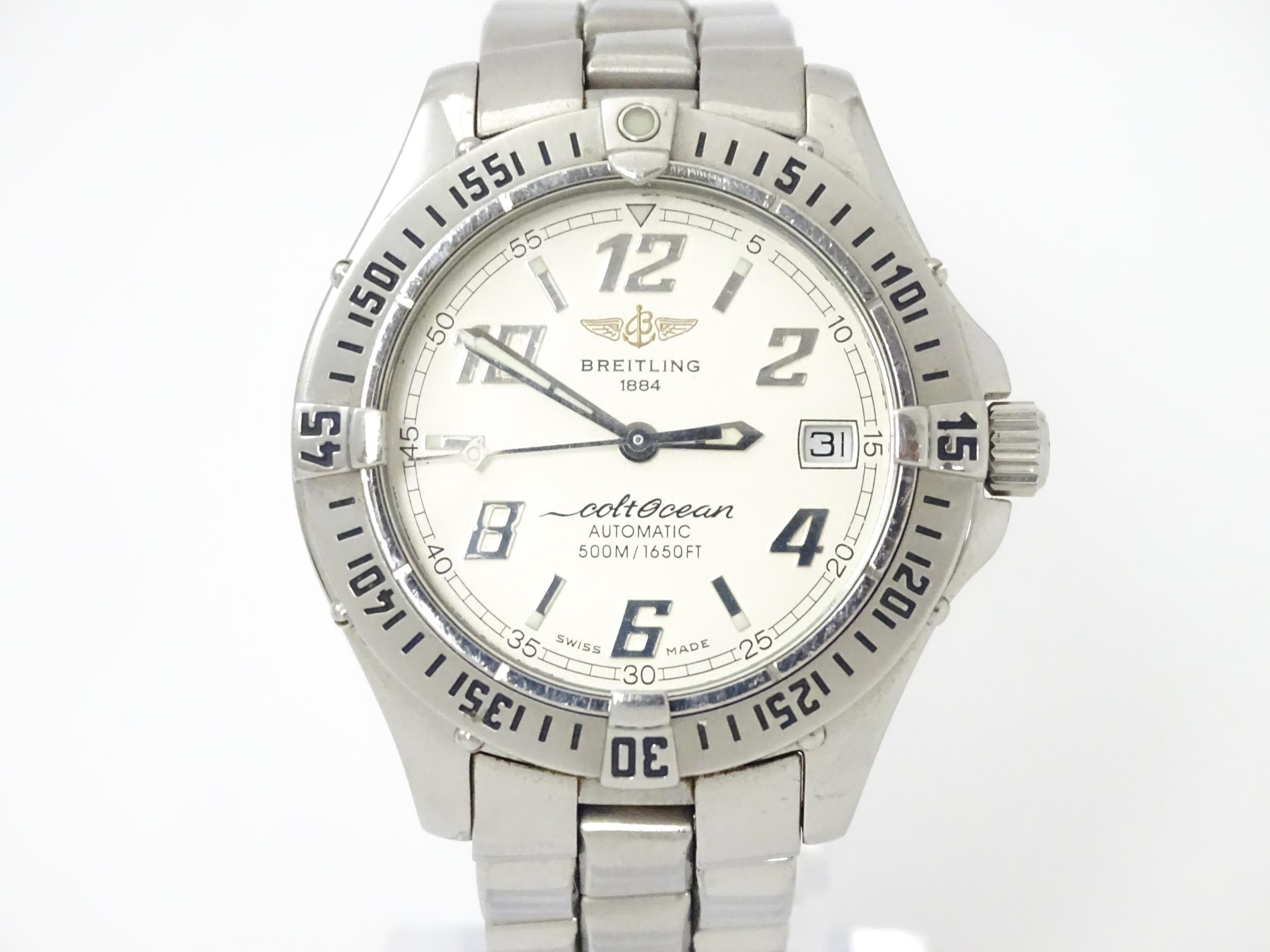 A Breitling Colt Ocean automatic wristwatch, ref. A17050, the signed dial having silver tone