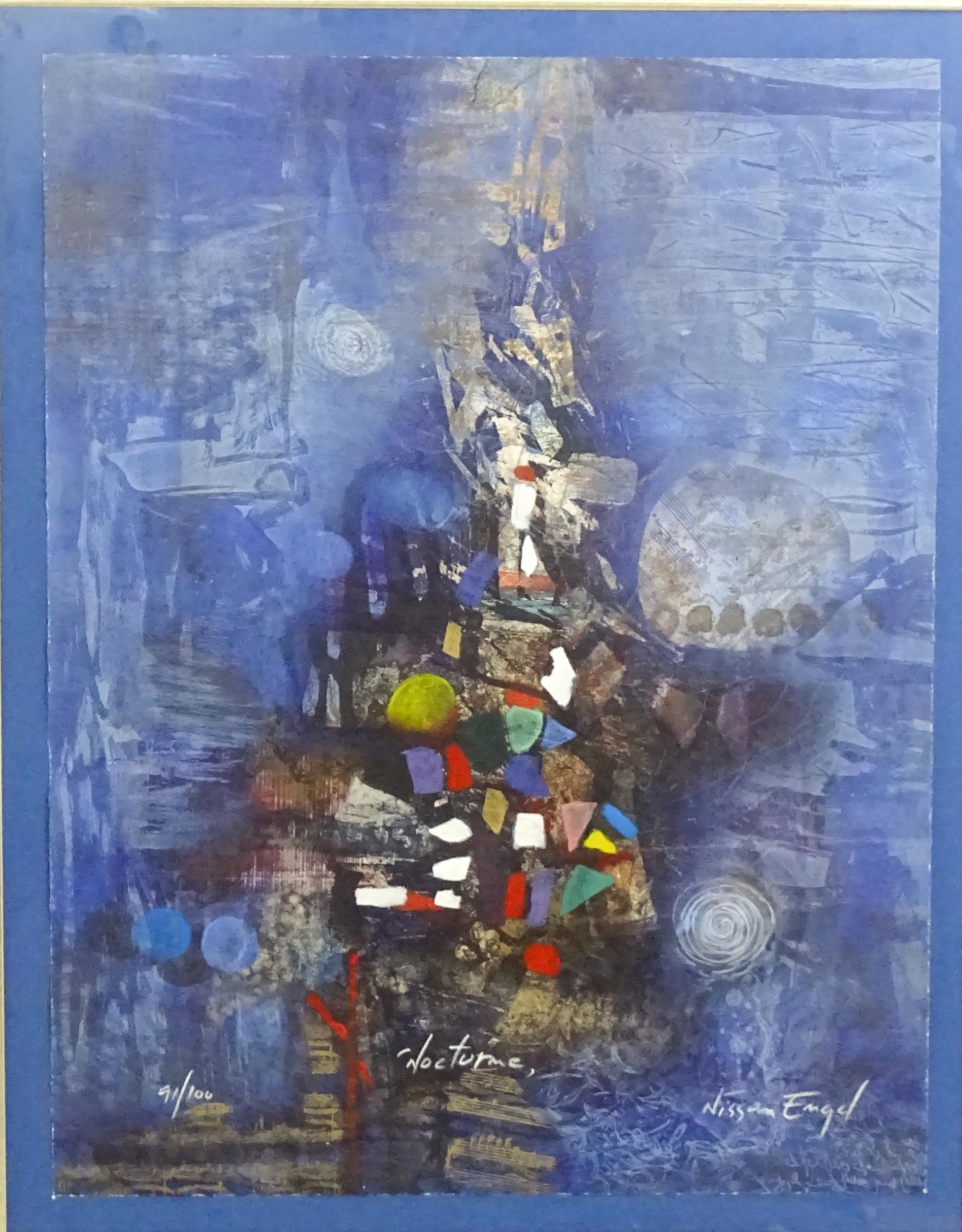 Nissan Engel (b. 1931), Israeli School, Limited edition print, Nocturne, An abstract composition. - Image 3 of 5