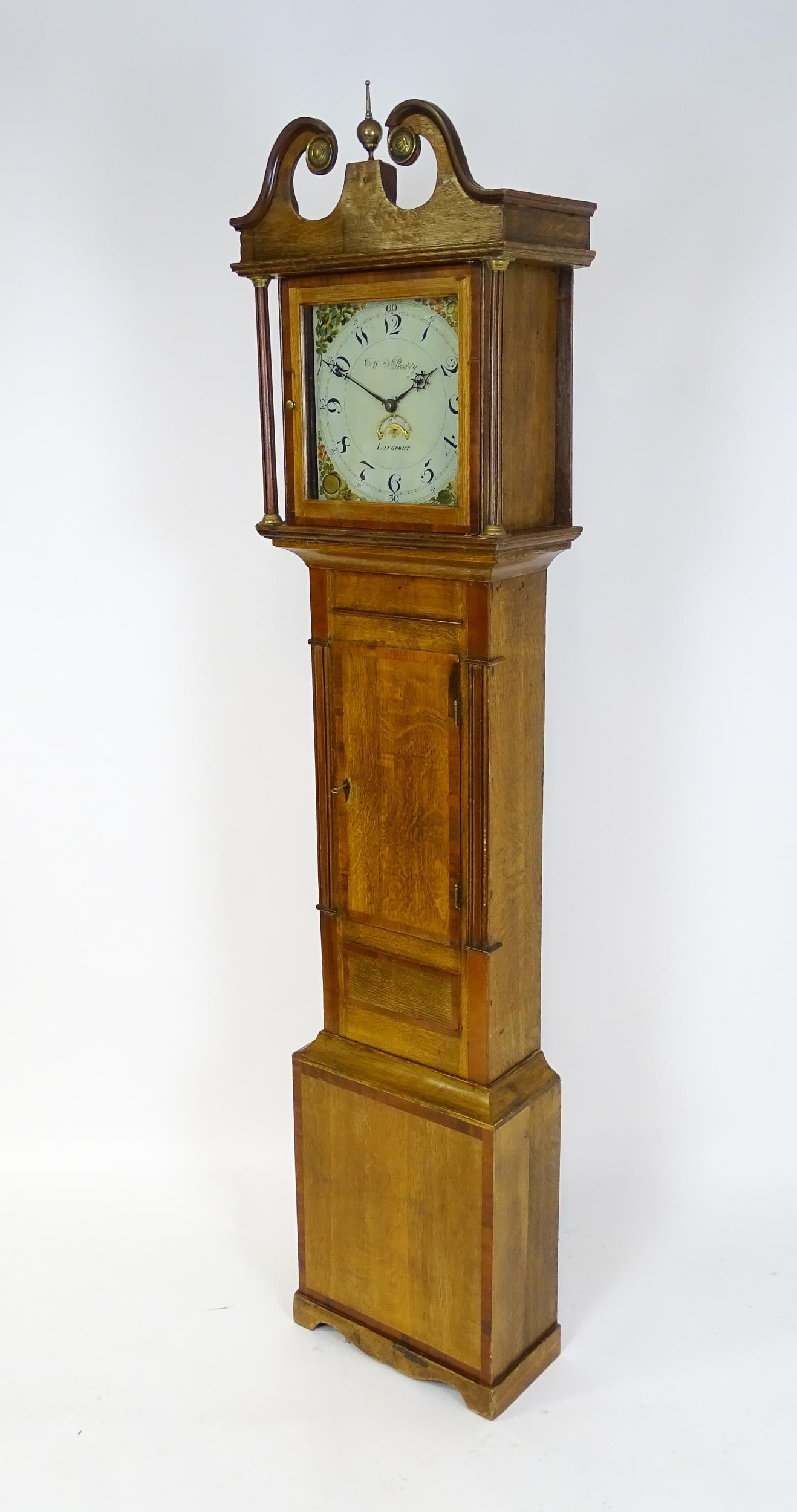 William Preddy, Langport : A 19thC oak cased 30 hour longcase clock with walnut crossbanding, the - Image 4 of 15