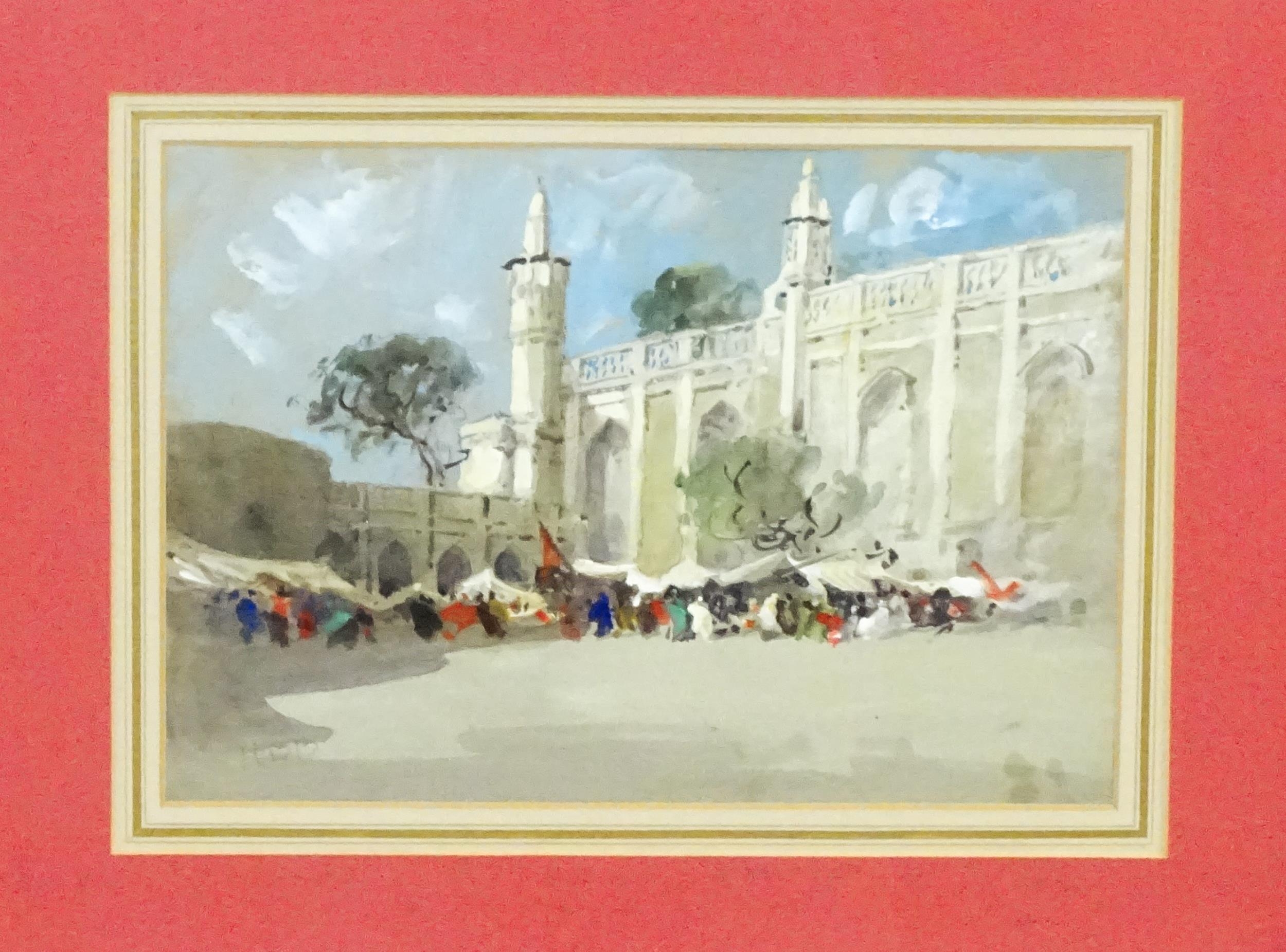 Hercules Brabazon Brabazon (1821-1906), Watercolour, Figures at a market bazaar with Arabian - Image 3 of 3