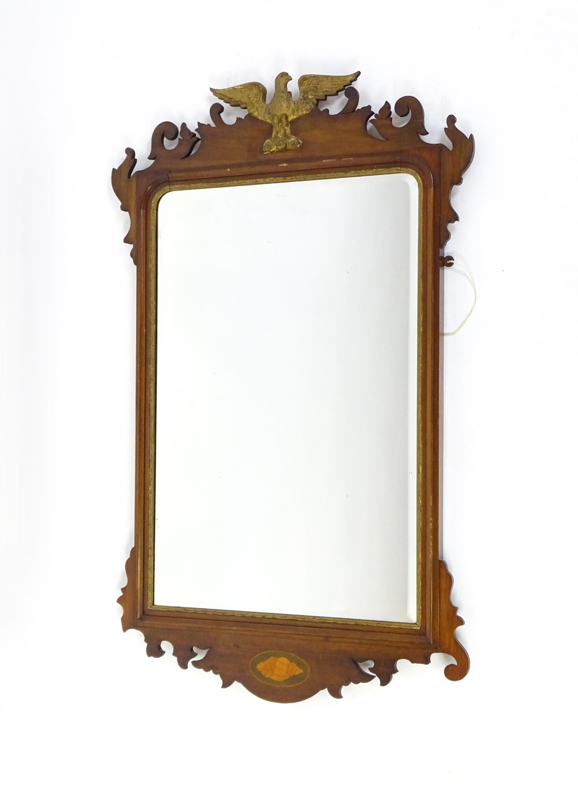 A late 19thC mahogany mirror in the George III style, surmounted by a carved gilt eagle and having - Image 6 of 8