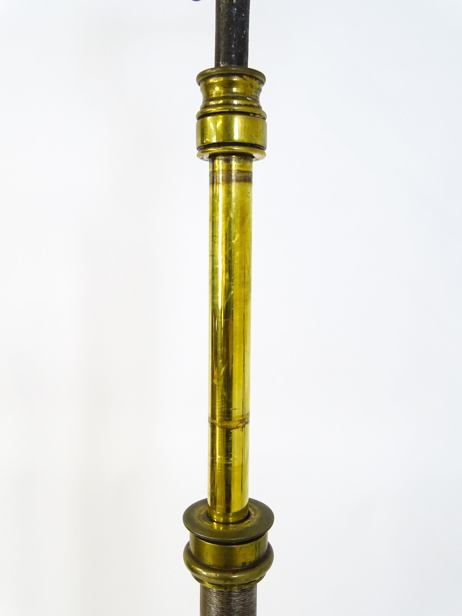 A 20thC standard lamp with triform base and foliate decoration. Together with two wrought iron style - Image 8 of 12