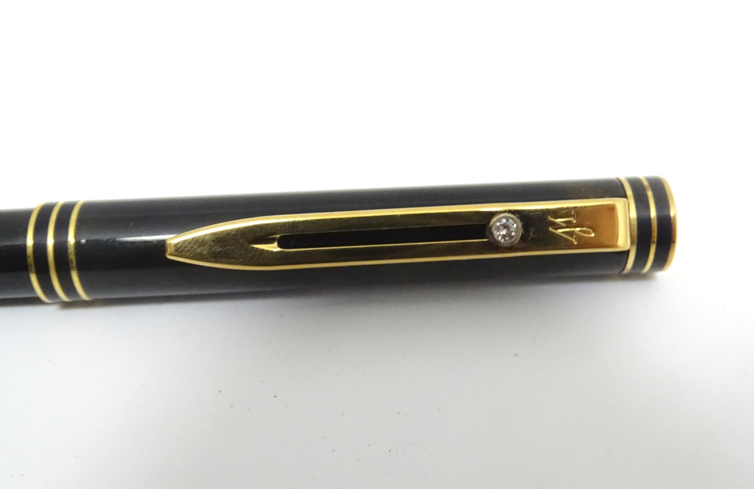 A De Beers cased Waterman Paris 'Ideal' fountain pen, the barrel and cap with black and bronze - Image 20 of 25