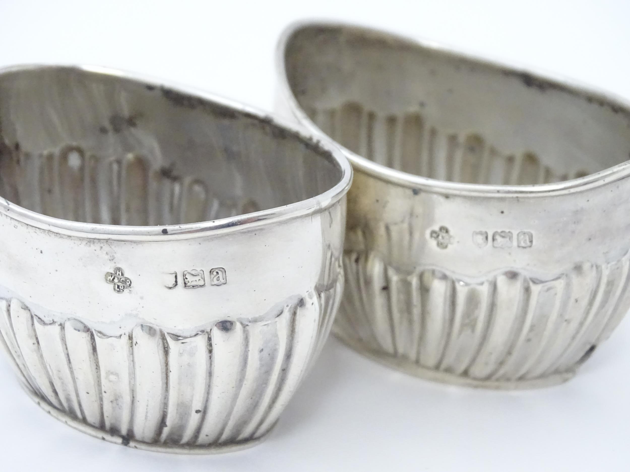 A pair of Victorian silver salts hallmarked London 1896, maker Horace Woodward & Co. Ltd. Approx. - Image 6 of 9