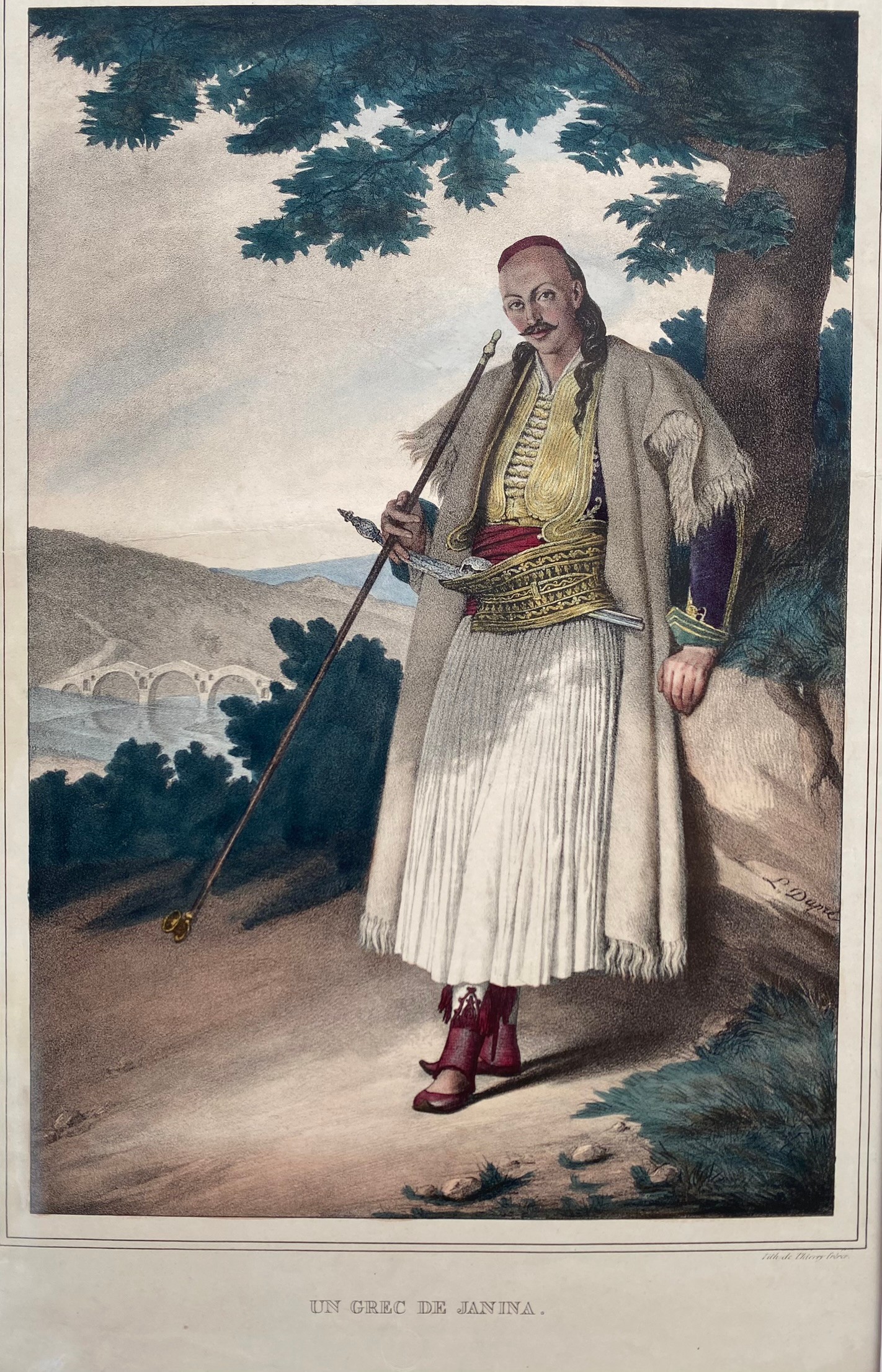 Louis Dupre (1789-1837), Original lithograph hand coloured with watercolour, Titled Un Grec de - Image 2 of 5