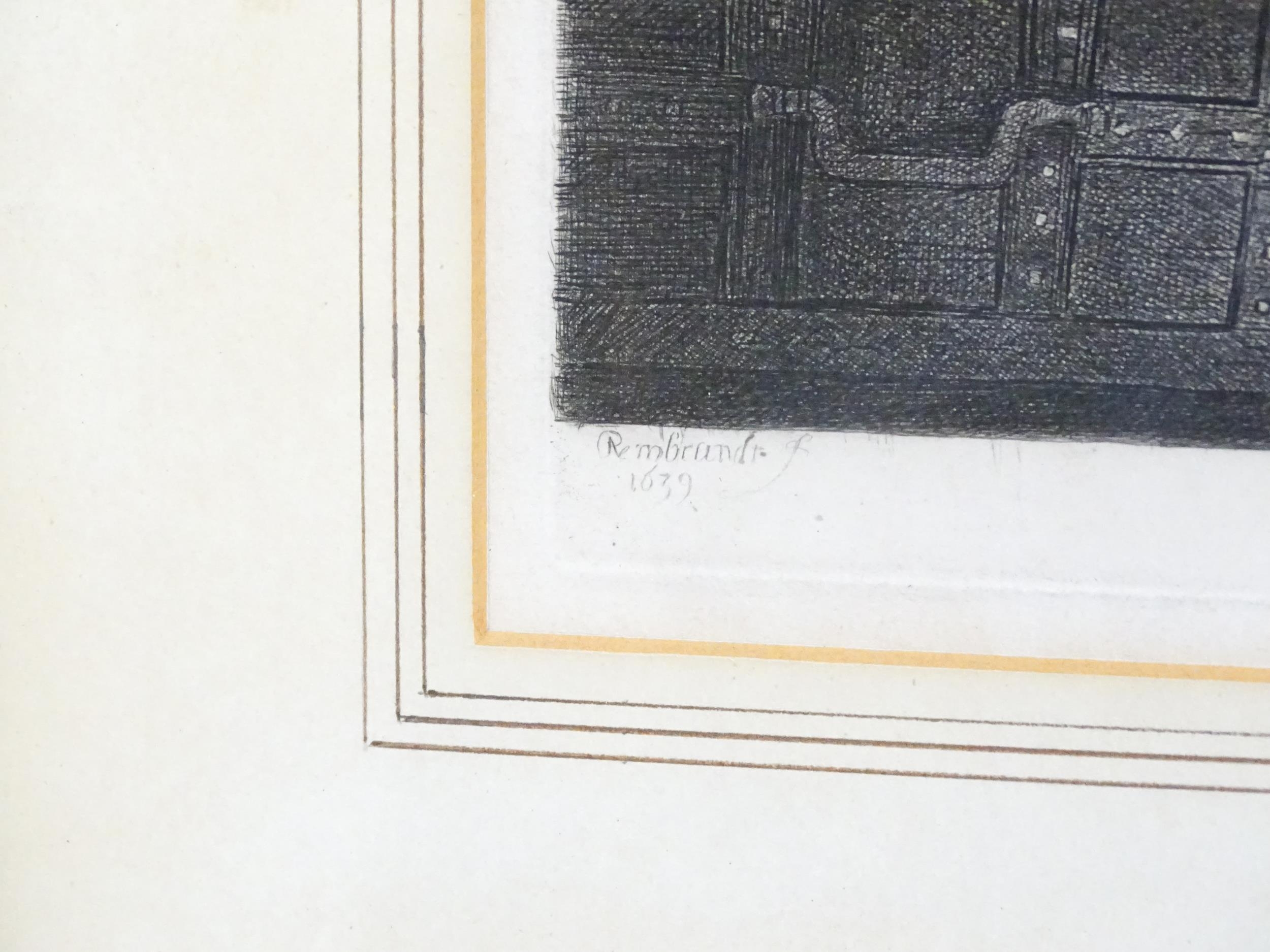 After Rembrandt van Rijn (1606- 1669), Etching, The Gold Weigher. Facsimile signature and date - Image 4 of 5